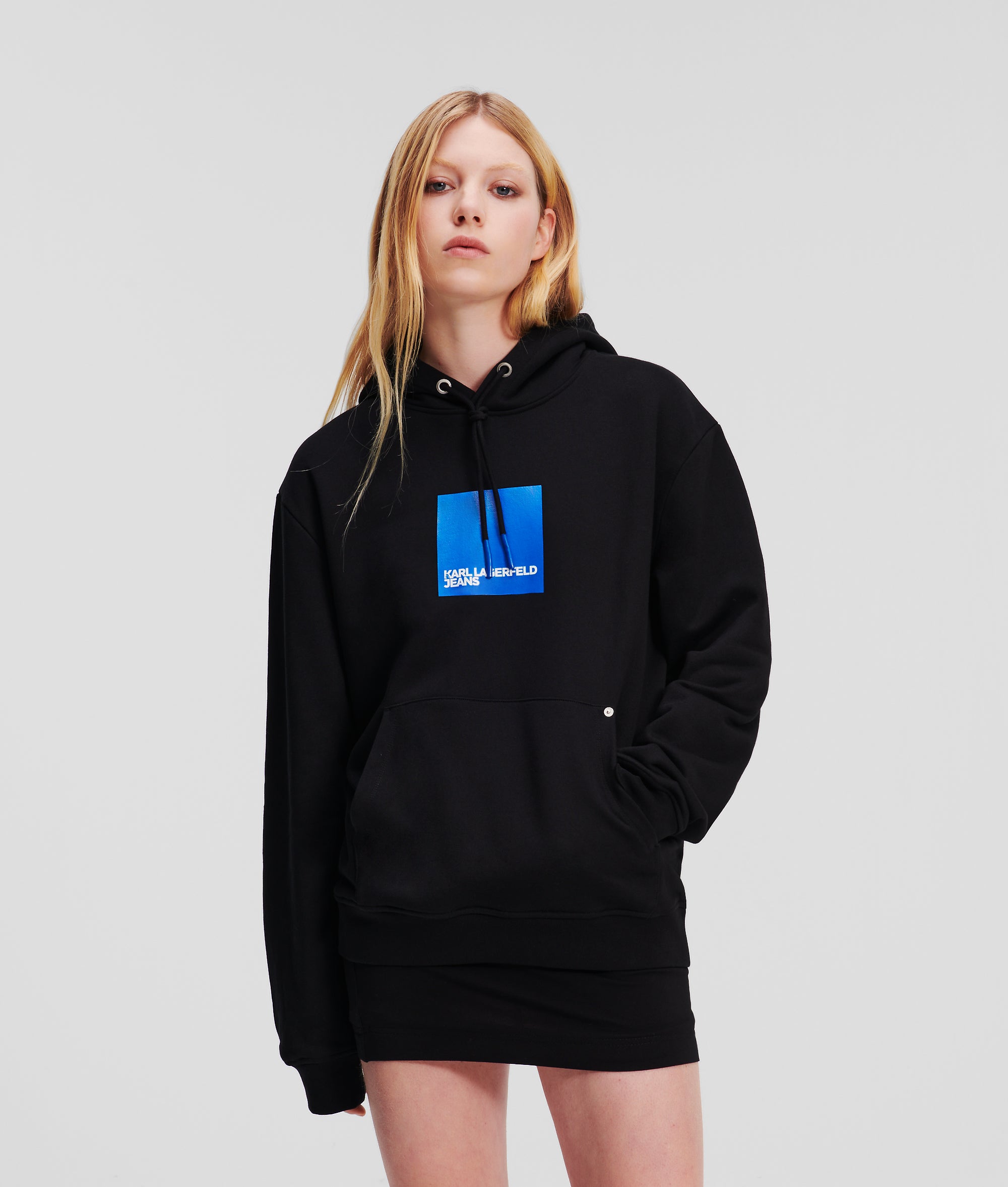 KLJ BOX LOGO HOODIE BLACK Women KARL LAGERFELD - Main Image