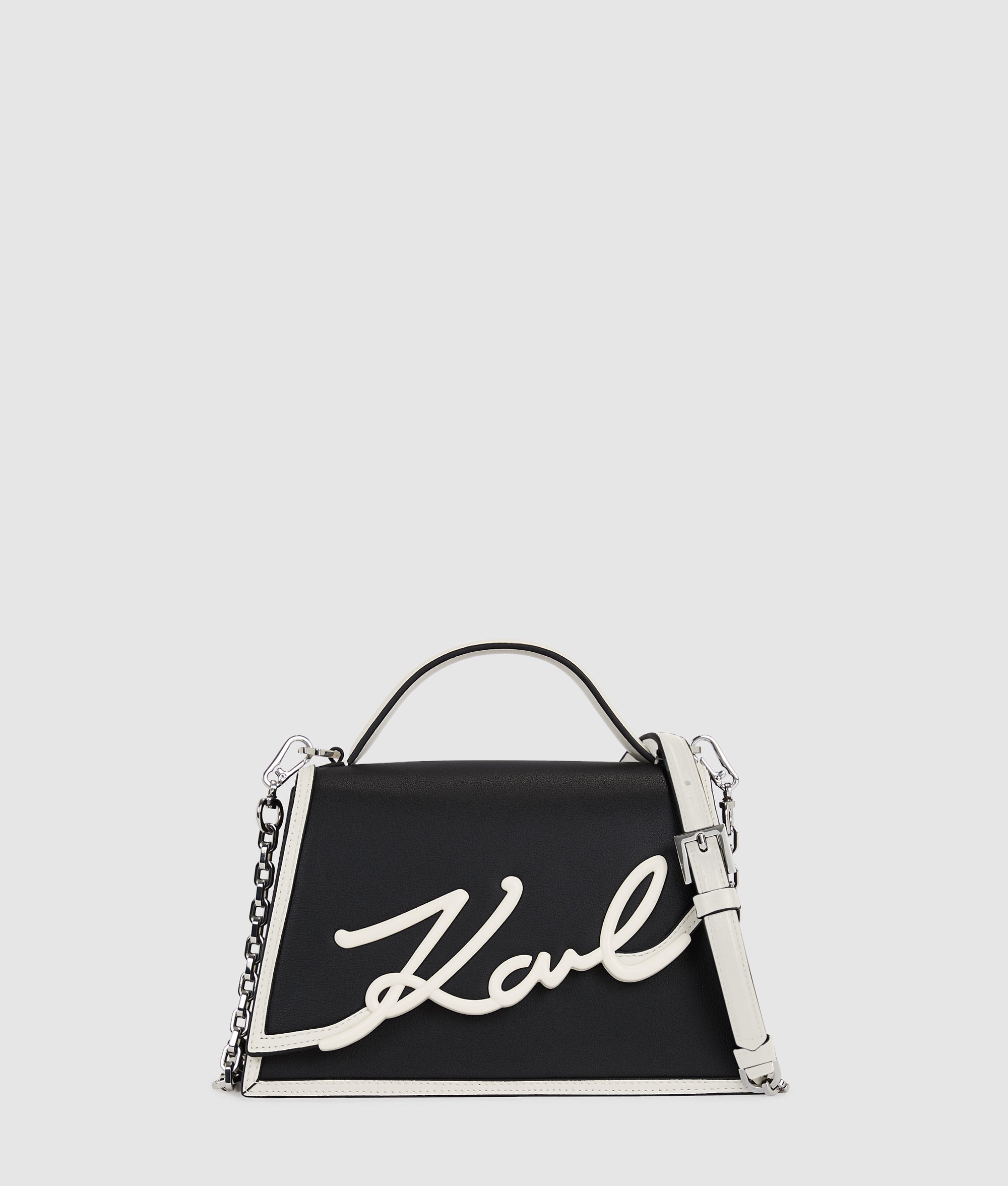 PETIT SAC BANDOULIÈRE K/SIGNATURE Noir/Blanc Femme KARL