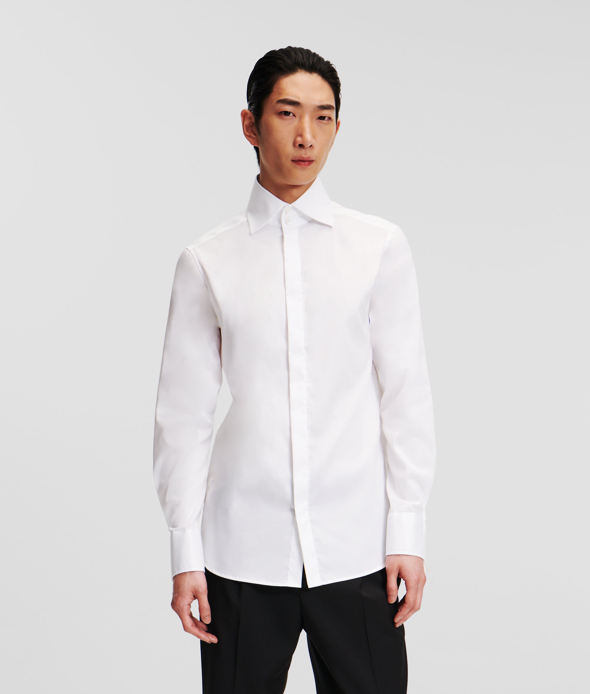 mens white high collar dress shirt MorCouture White 3 Button High Collar Shirt(flat cotton)