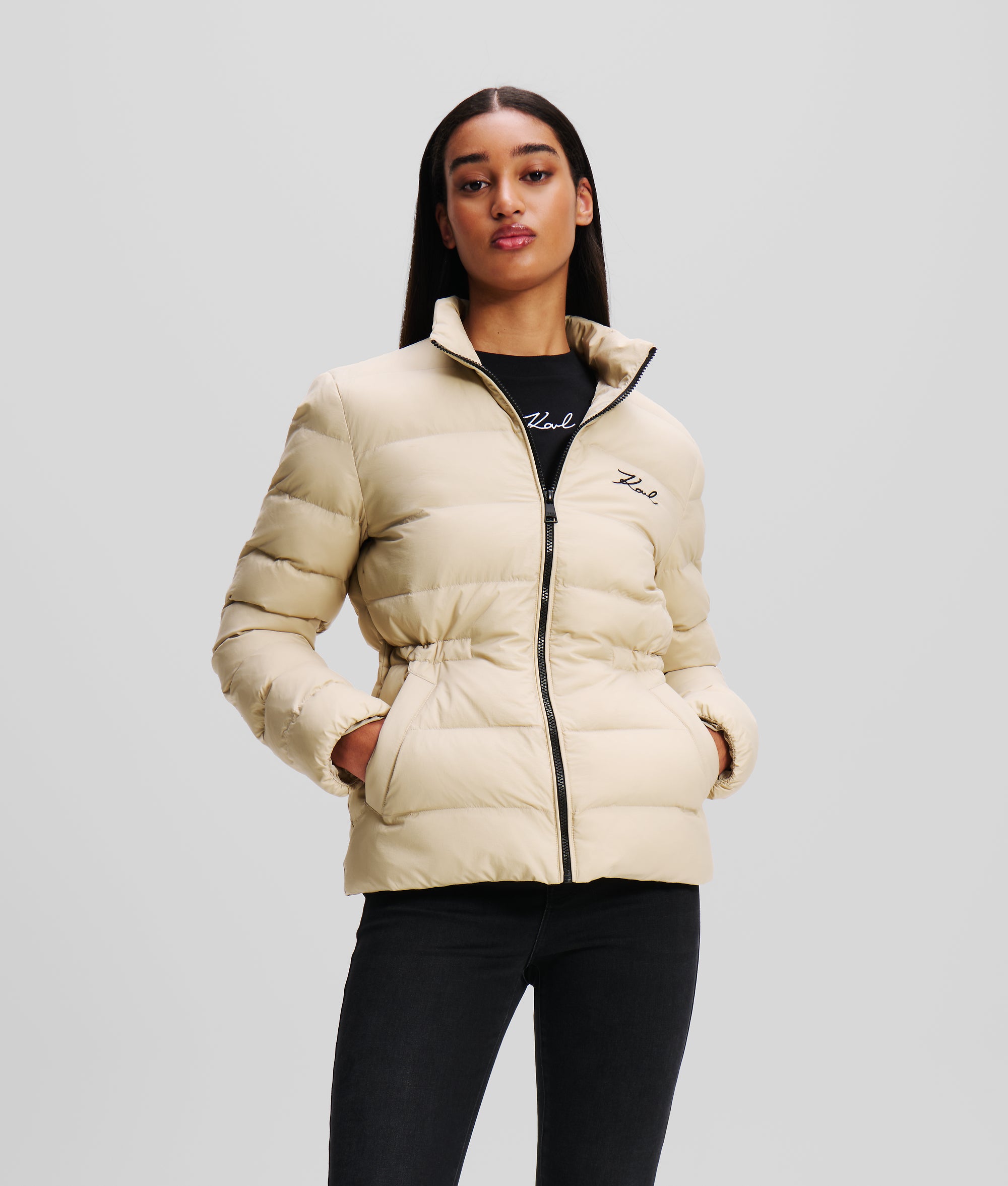 SIGNATURE PUFFERJACKE Helles Beige Damen KARL LAGERFELD