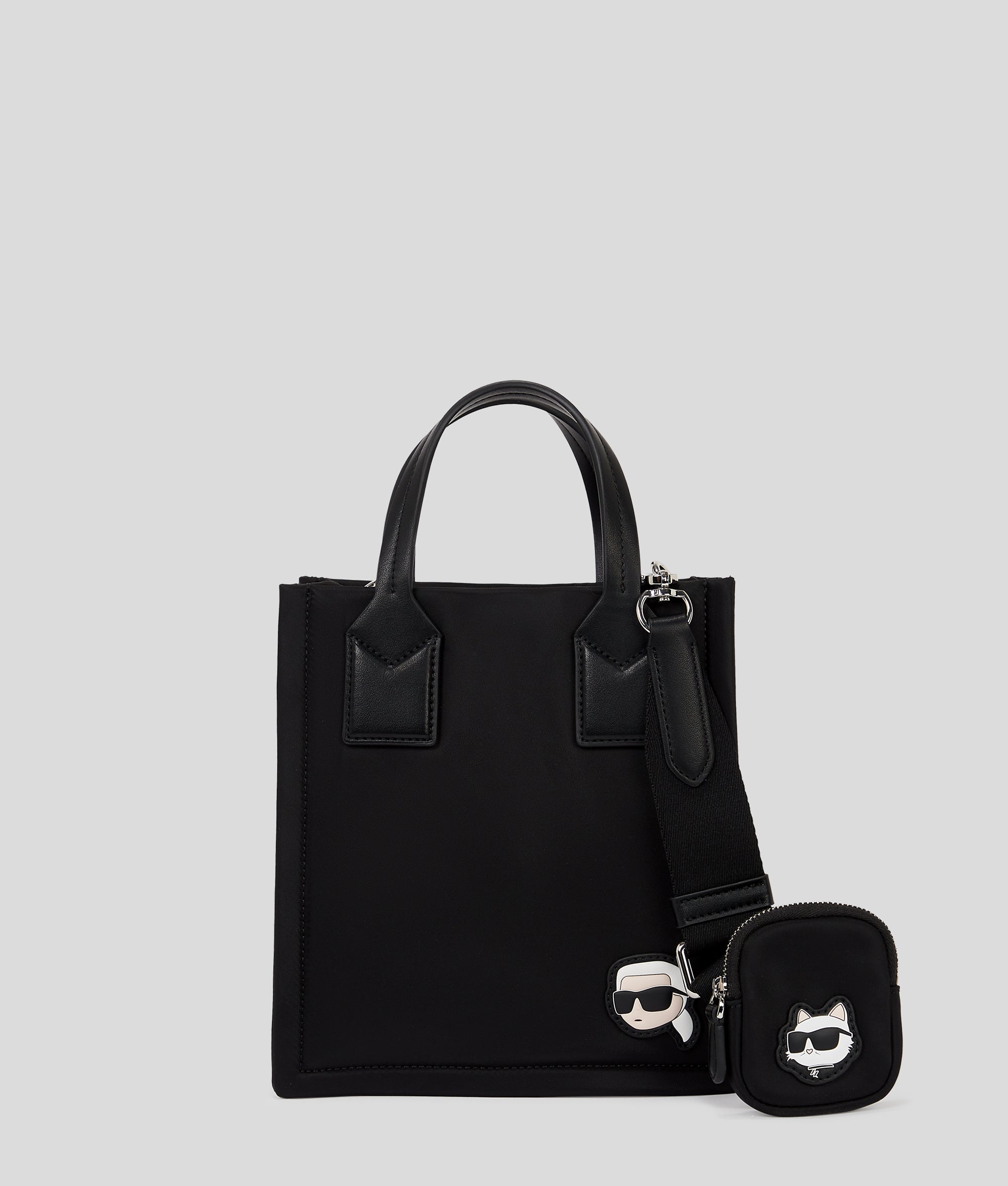 PETIT SAC CABAS CARRÉ EN NYLON IKON Noir Femme KARL LAGERFELD