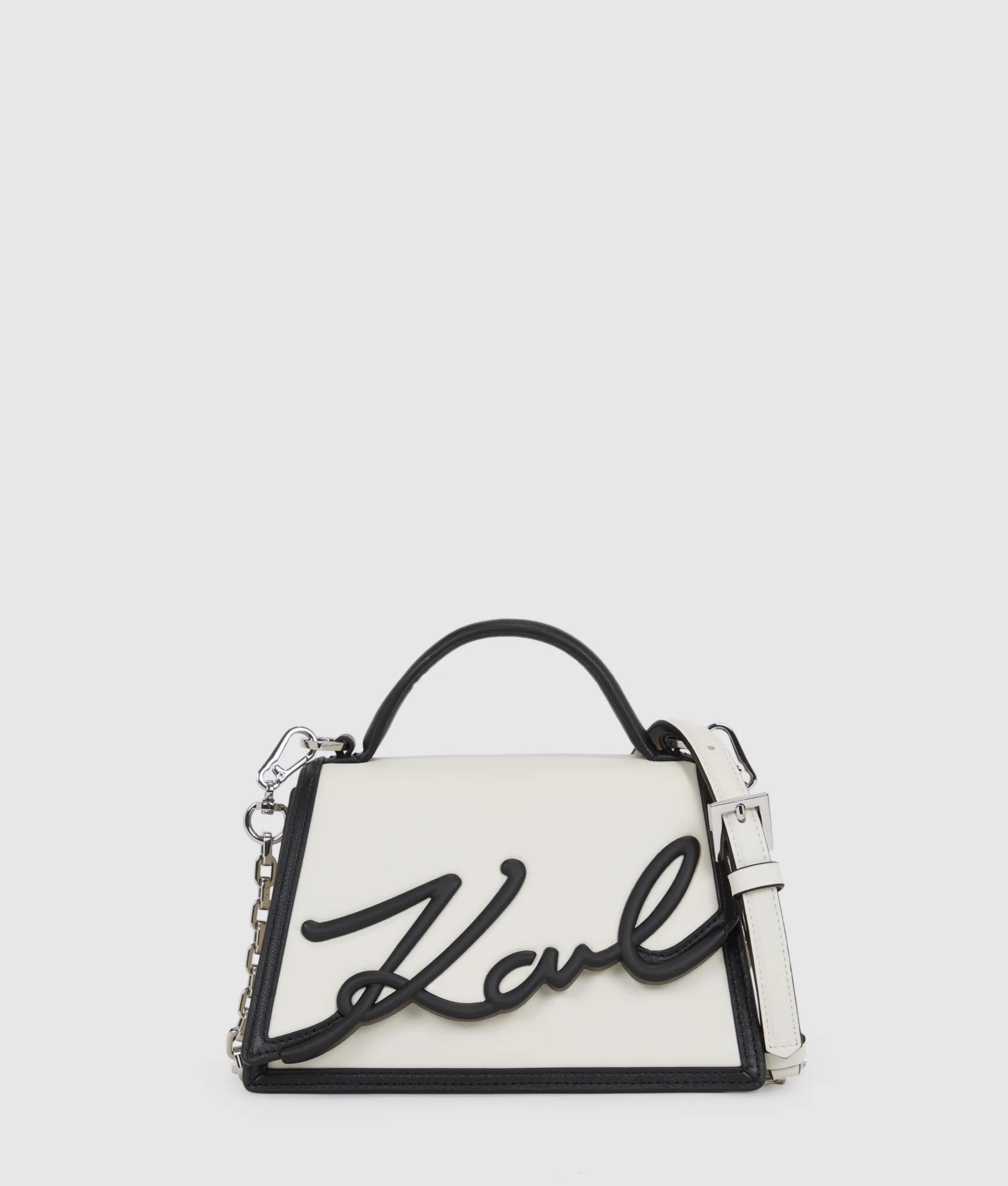 K/SIGNATURE SMALL CROSSBODY BAG White/Black Women KARL LAGERFELD