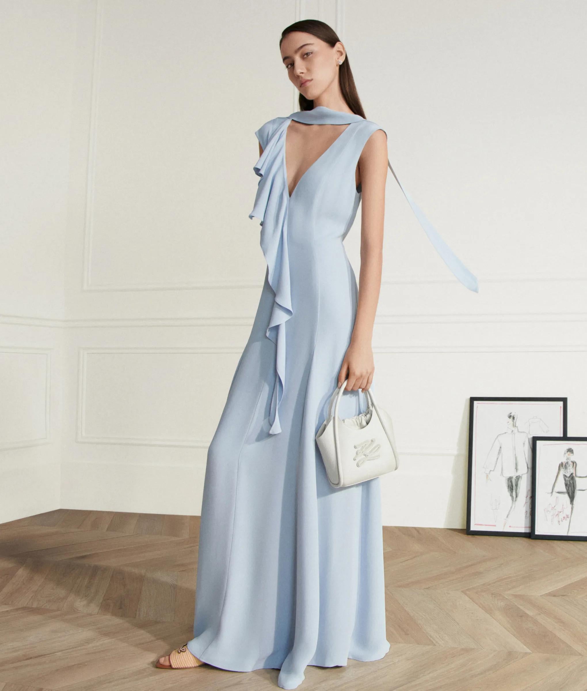 Ruffle-detail dress | Kentucky Blue | Women