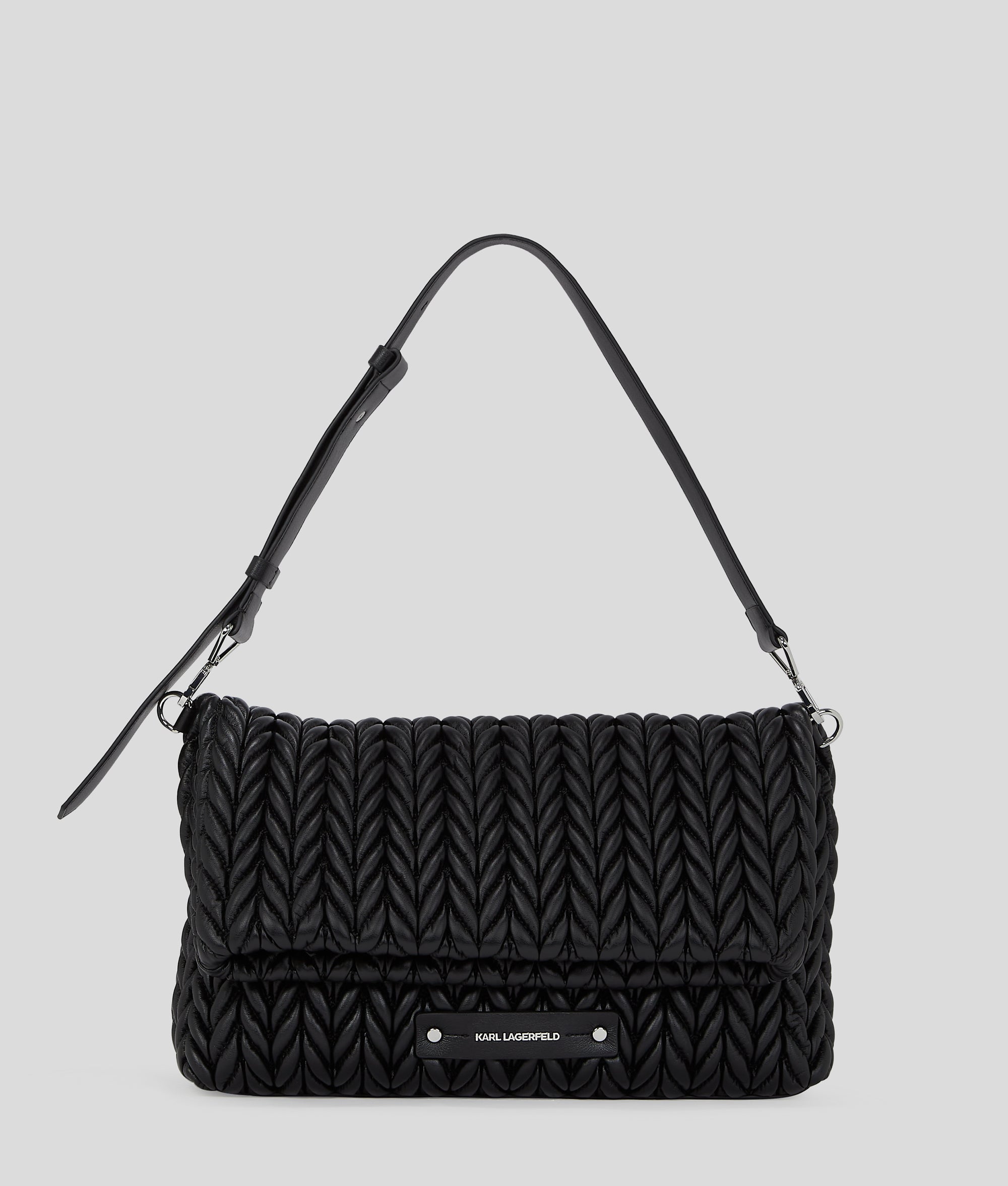 K/WEAVE LARGE SHOULDER BAG Black-Nickel Women KARL LAGERFELD