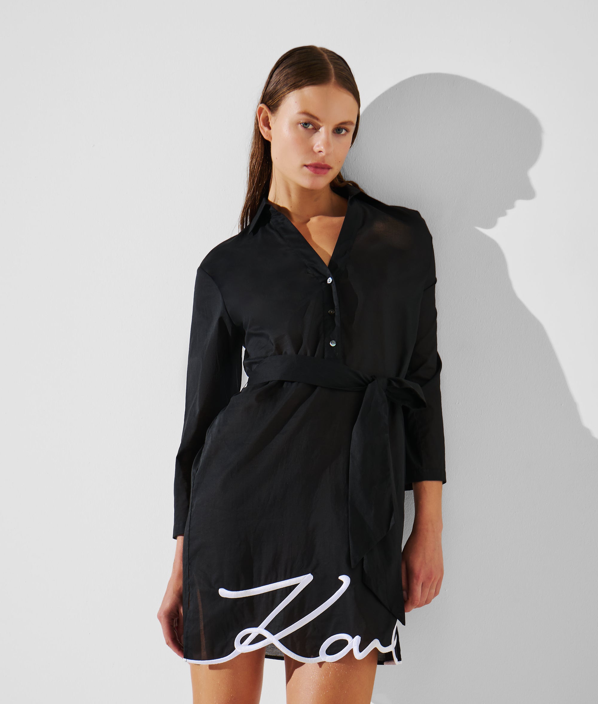 K/Signature beach shirt dress | Black | Women