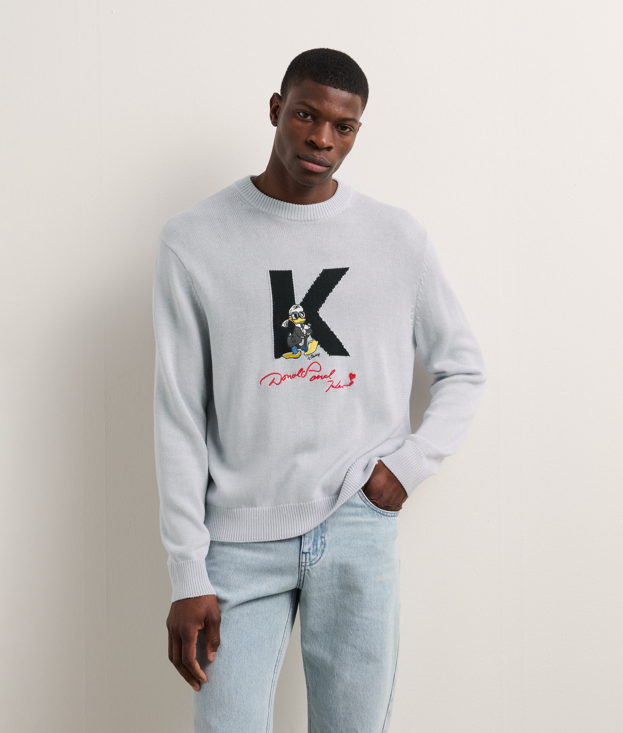 SWEAT-SHIRT EN TRICOT DISNEY X KL Gris Clair Homme KARL