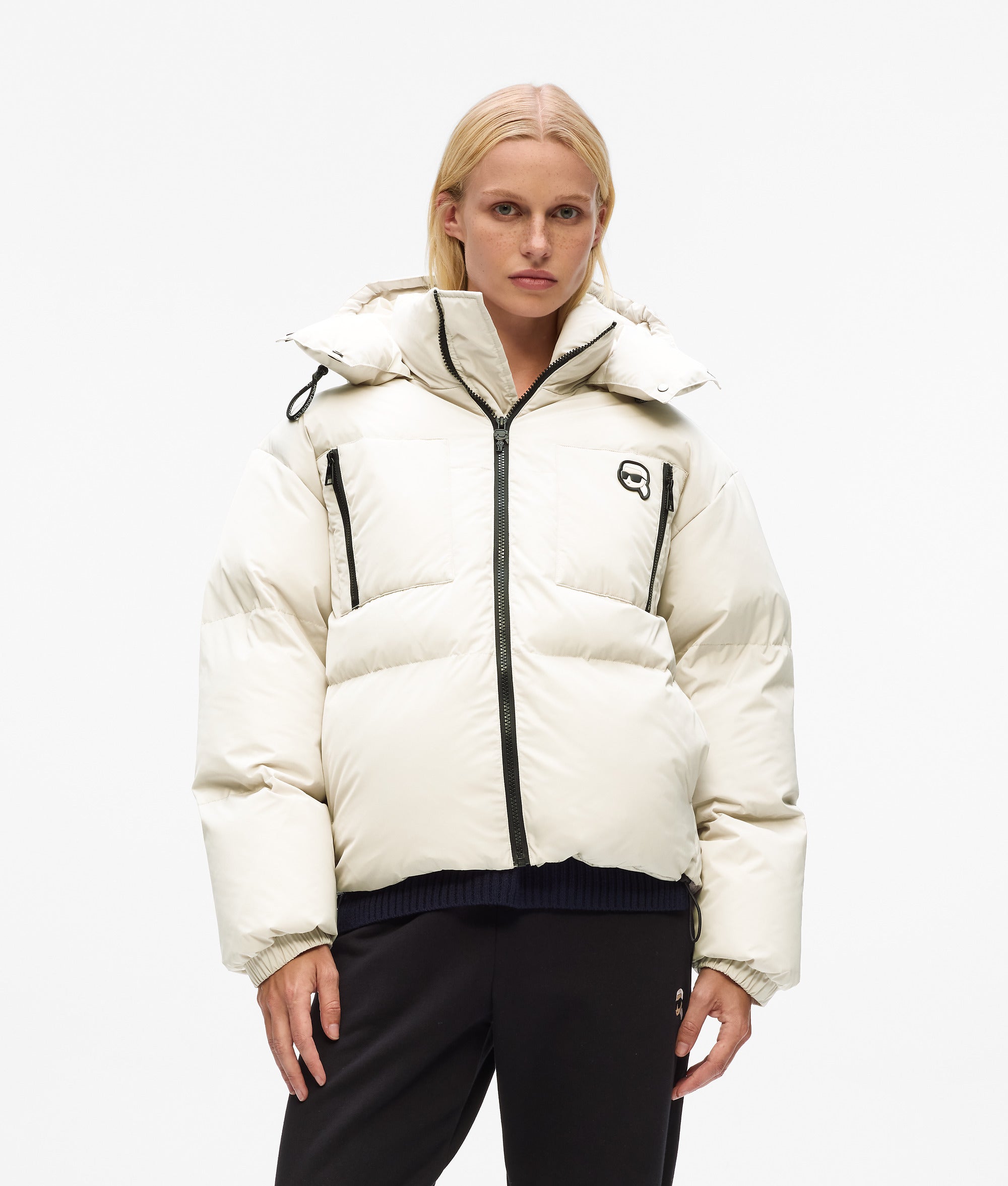 IKON PUFFER JACKET Blanc Cassé Femme KARL LAGERFELD