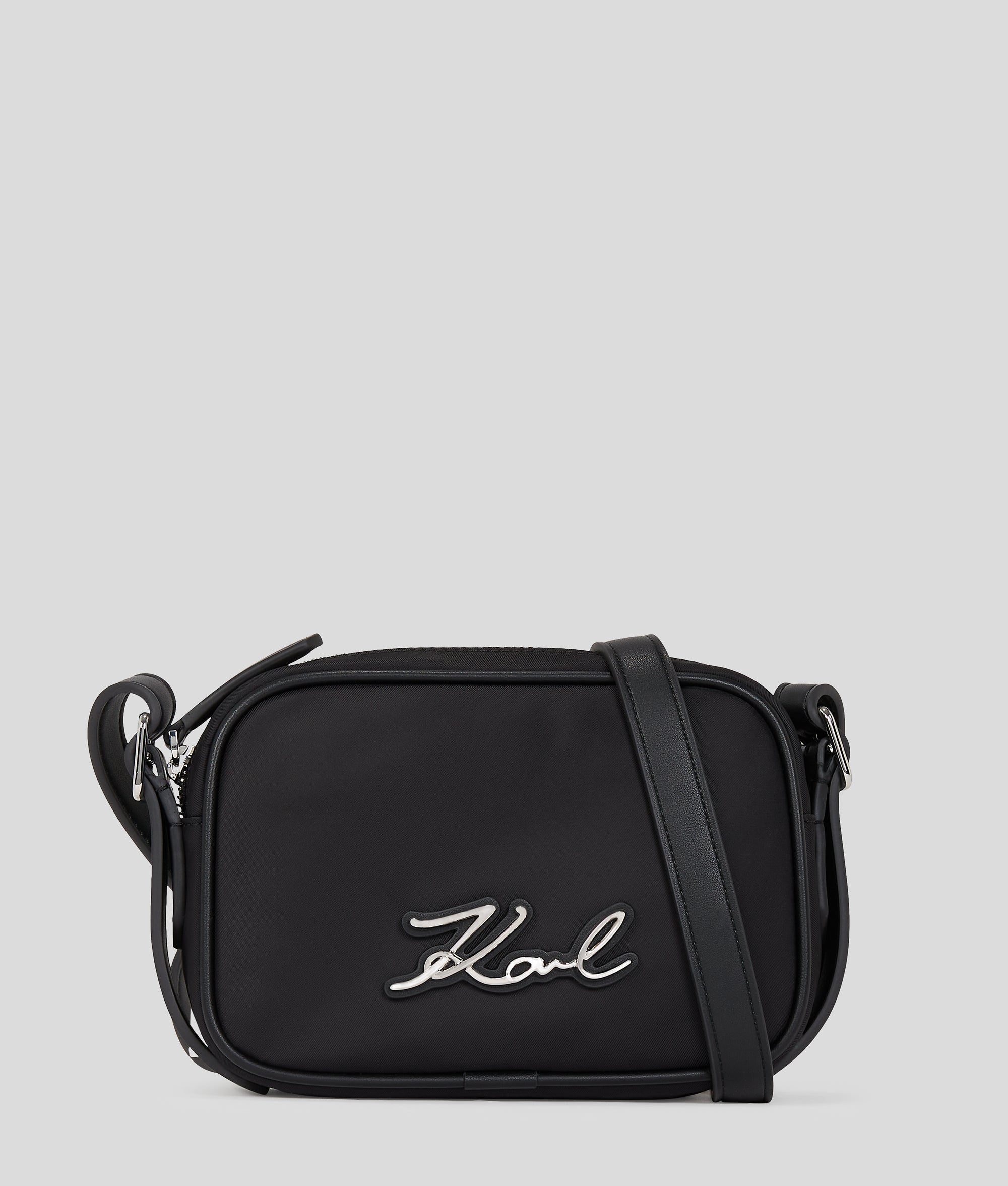 K/SIGNATURE NYLON CROSSBODY POUCH Noir-Nickel Femme KARL