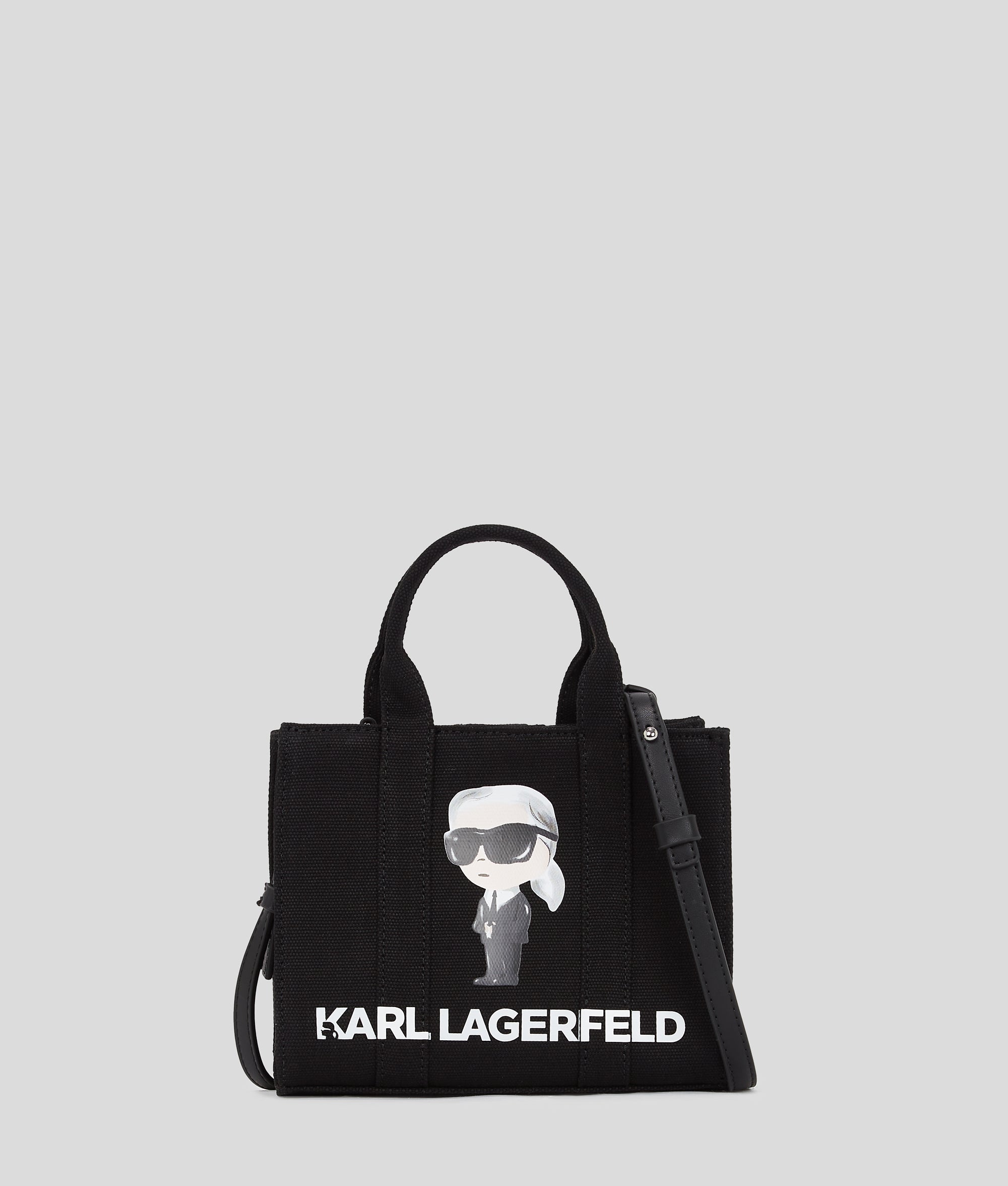 【関込】KARL LAGERFELD◆アイコニック キャンバス トートバッグ ホワイト]KARL LAGERFELD アイコニック キャンバストートバッグ