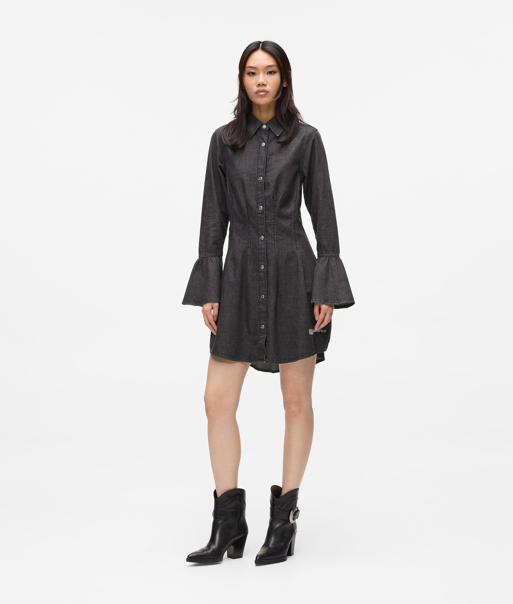 Kl Jeans - Flared Denim Dress, Woman, Black, Size: Xs Kl Jeans - Flared Denim Dress, Woman, Black, Size: Xs