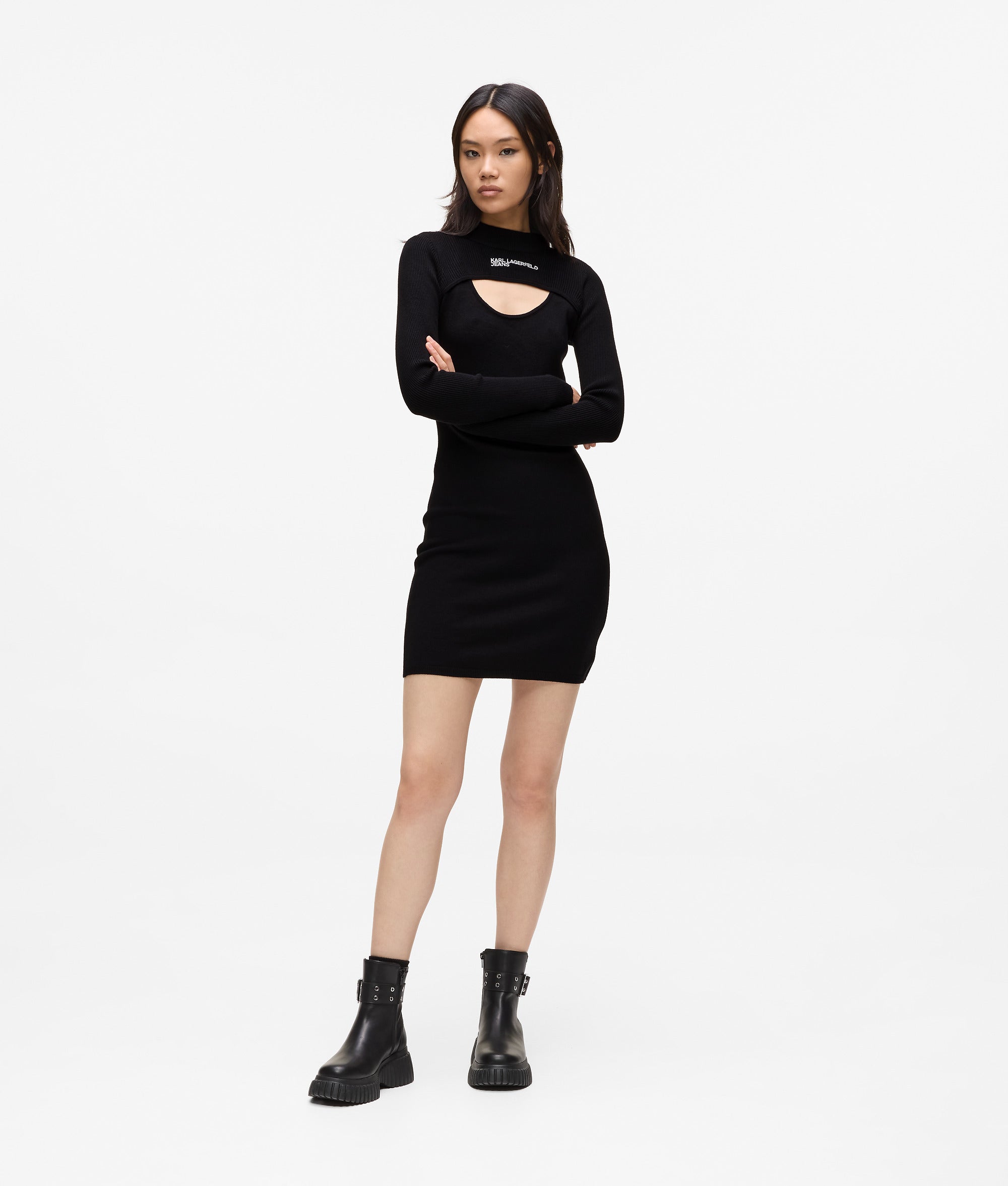 Kl Jeans - Cut Out Knit Dress, Woman, Black, Size: L Kl Jeans - Cut Out Knit Dress, Woman, Black, Size: L