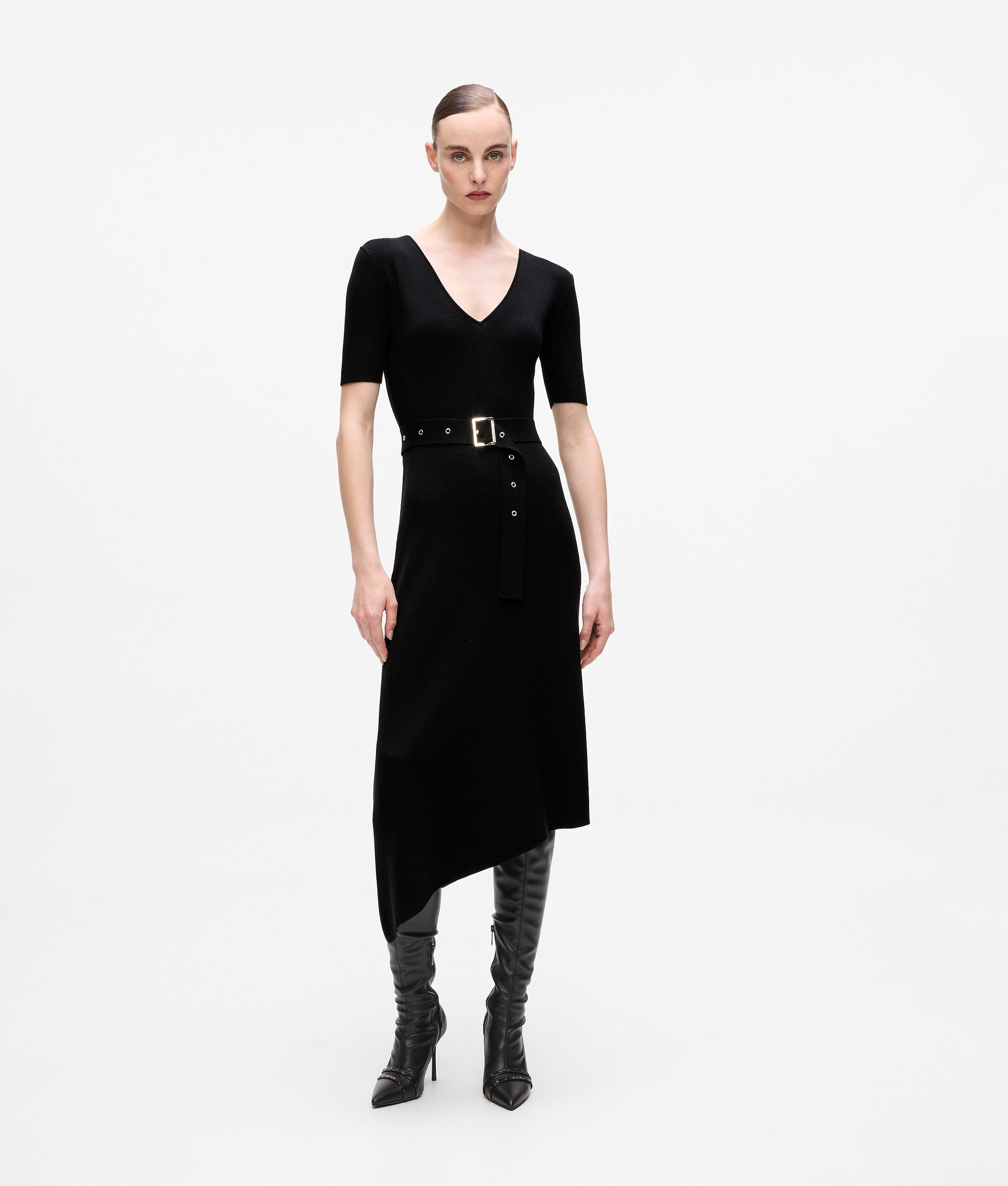 karl lagerfeld knit dress Boucl detail knit dress | Black | Women