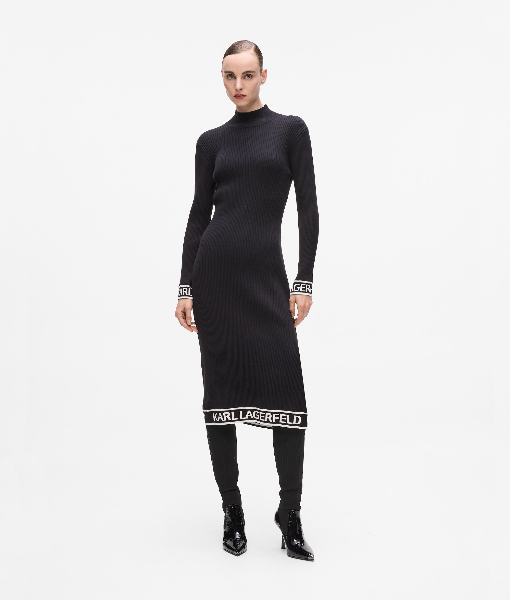 Logo knit dress | Black | Women