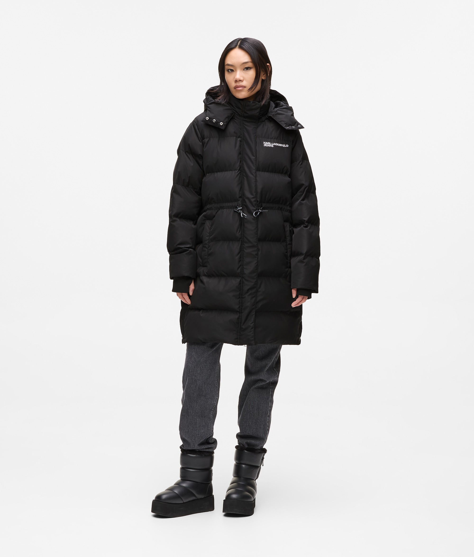 Long puffer jacket Black Women KARL LAGERFELD