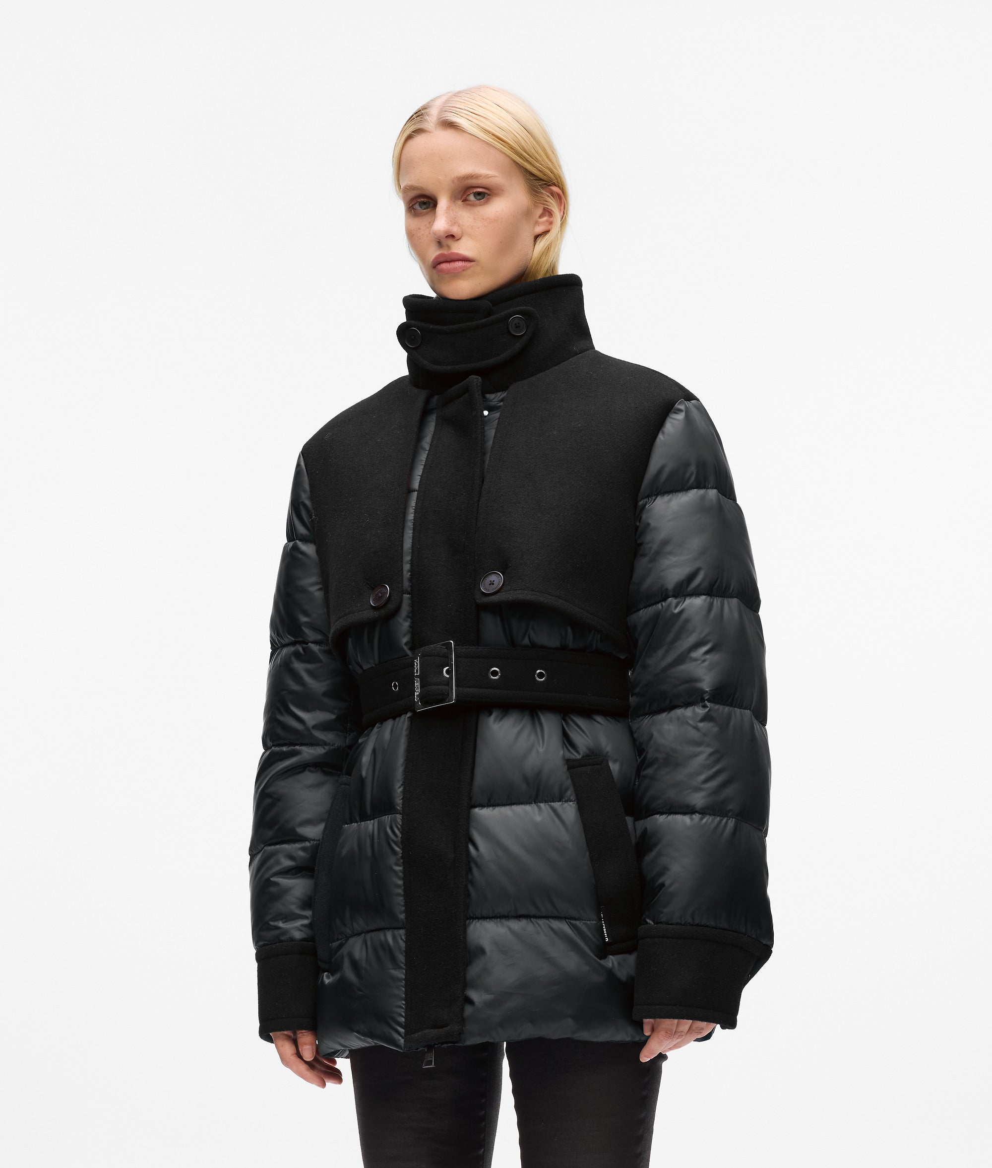 Wool-blend puffer jacket Black Women KARL LAGERFELD