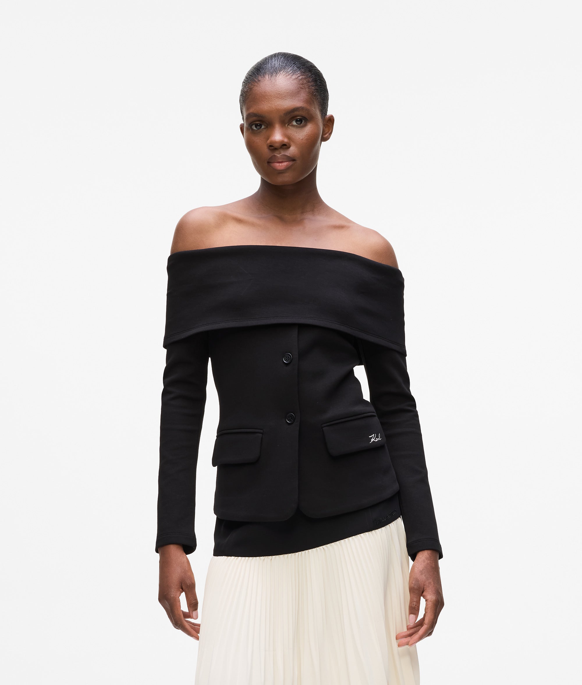 Felpa con spalle scoperte Nero Donna KARL LAGERFELD