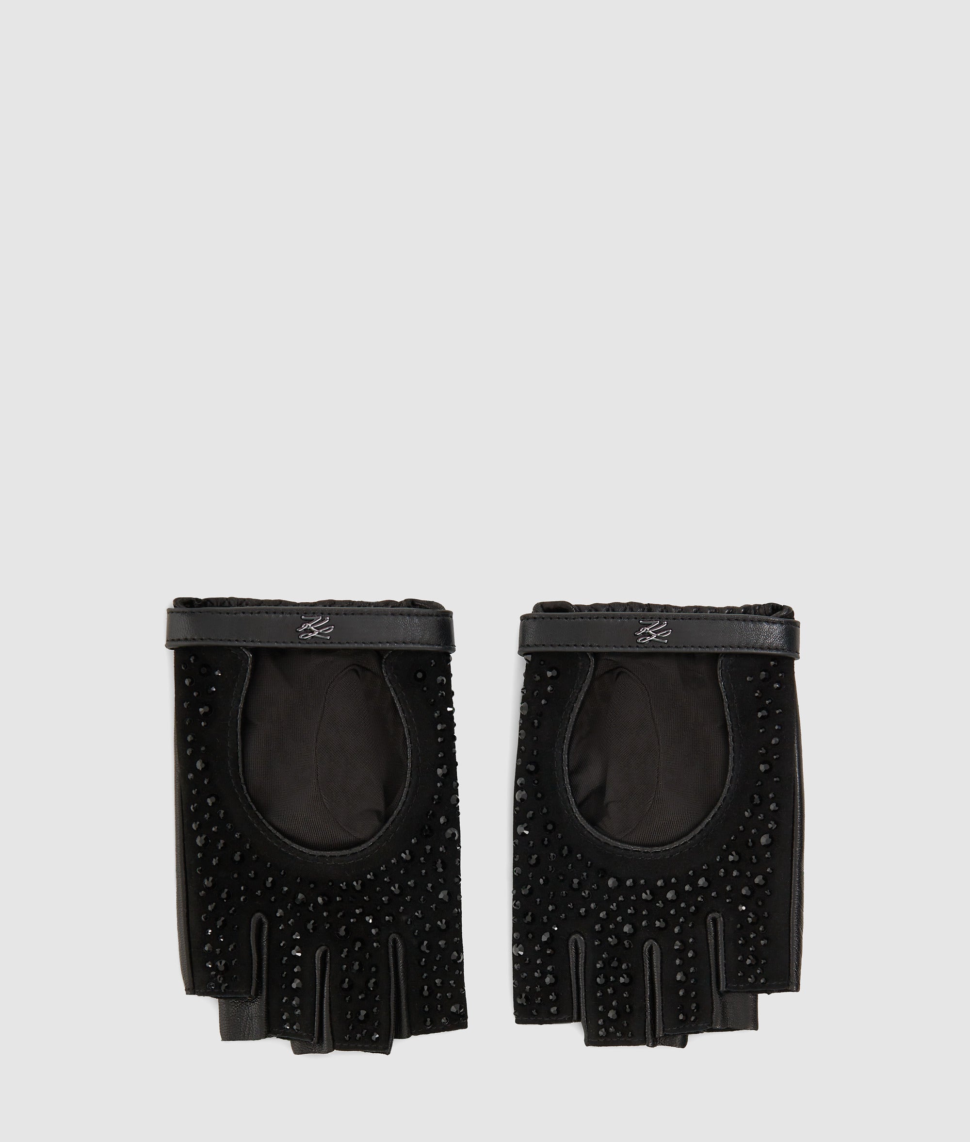 K/Autograph Strass Handschuhe ohne Finger | Schwarze Verzierung | Damen