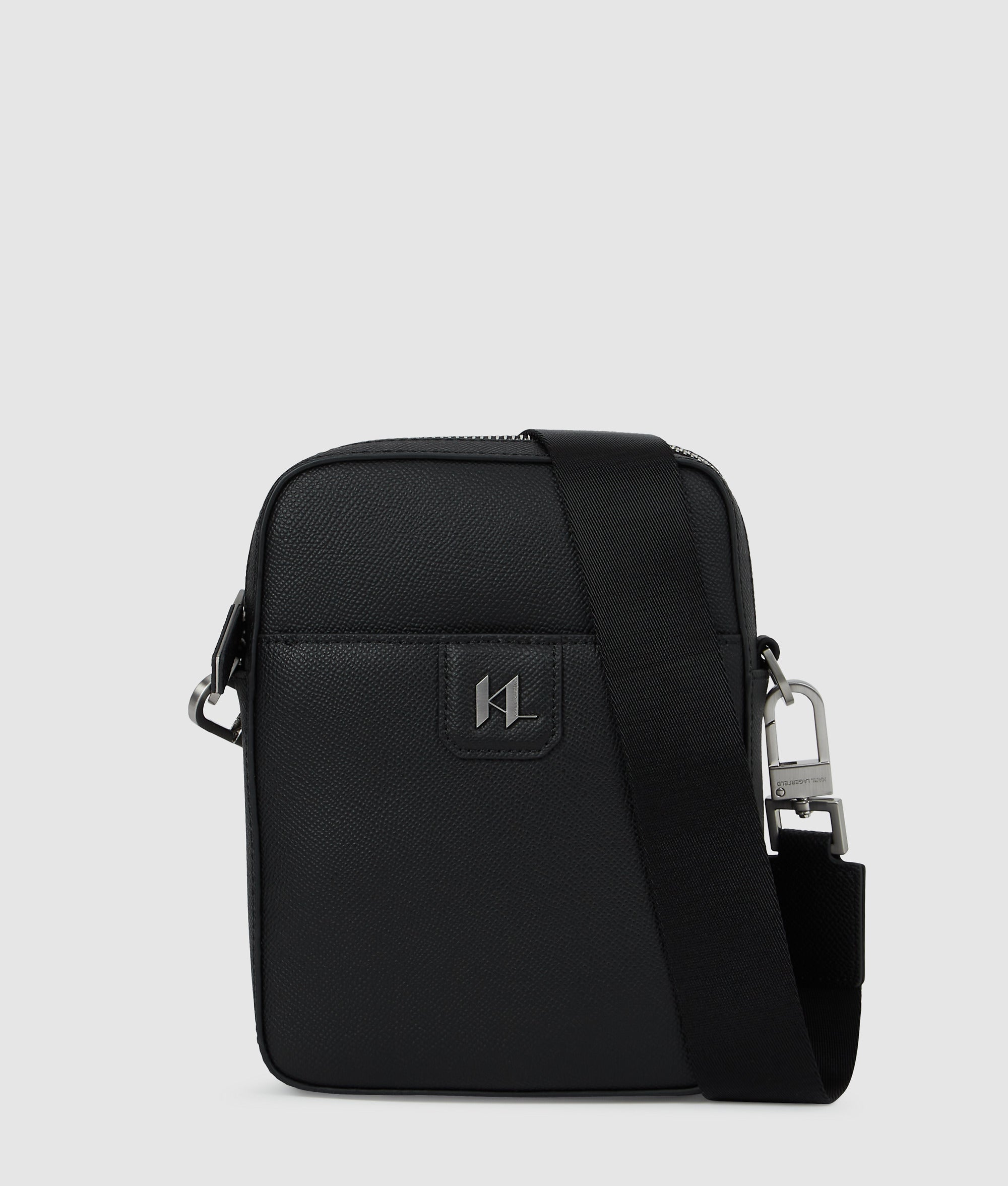 K/Monogram leather crossbody bag Black Men KARL LAGERFELD