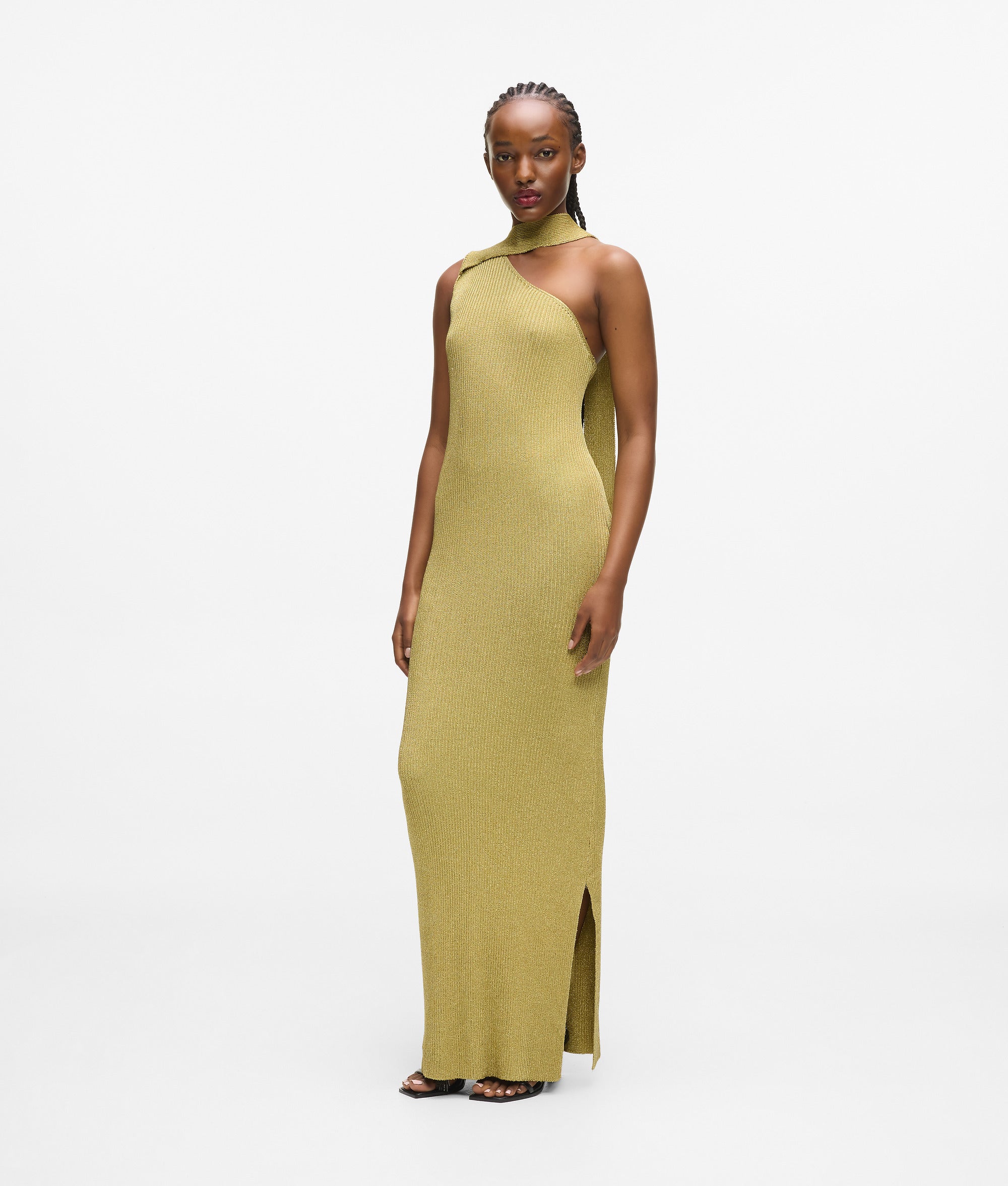Metallic knit dress | Light Gold | Women
