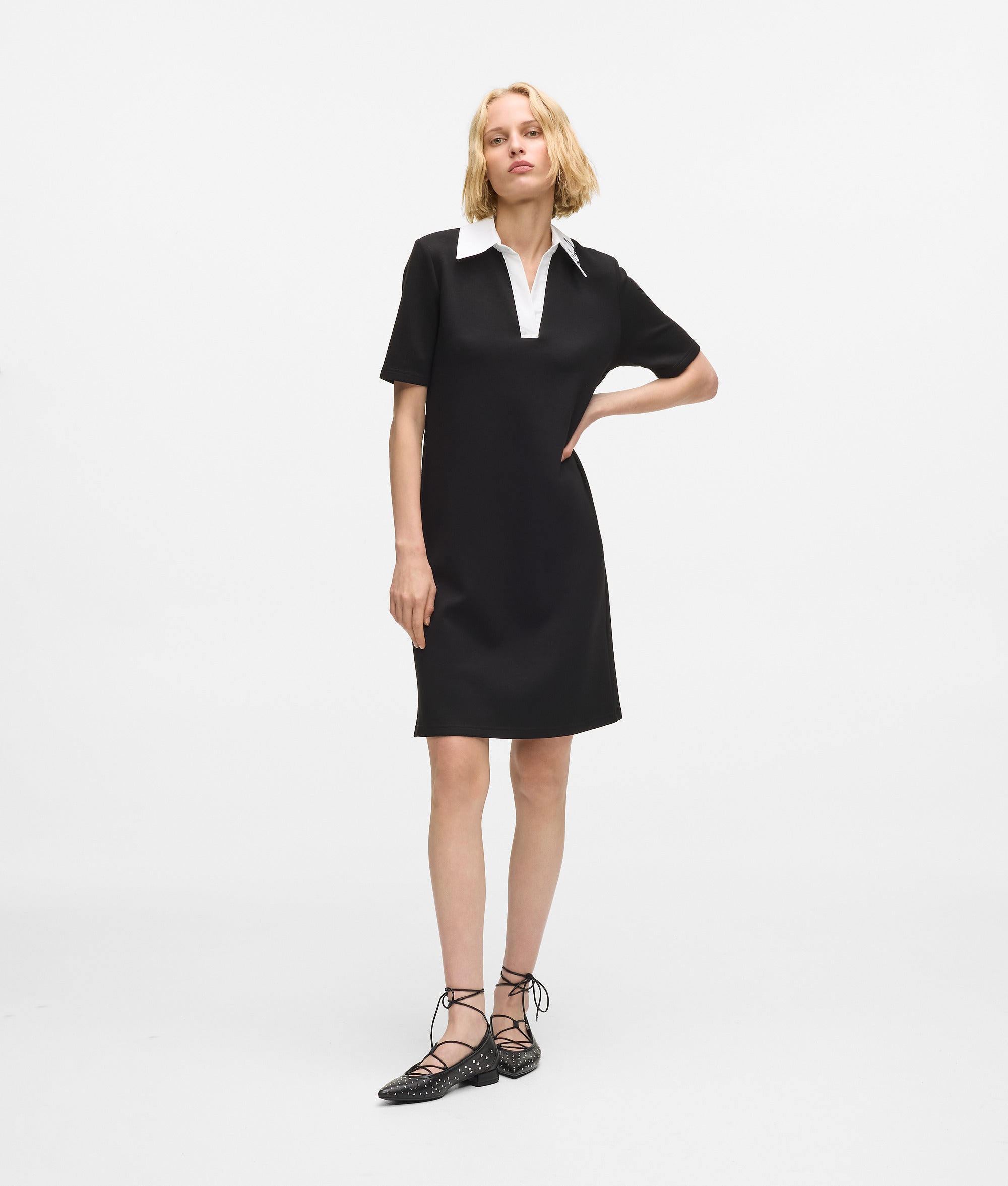 Signature collar polo dress | Black | Women