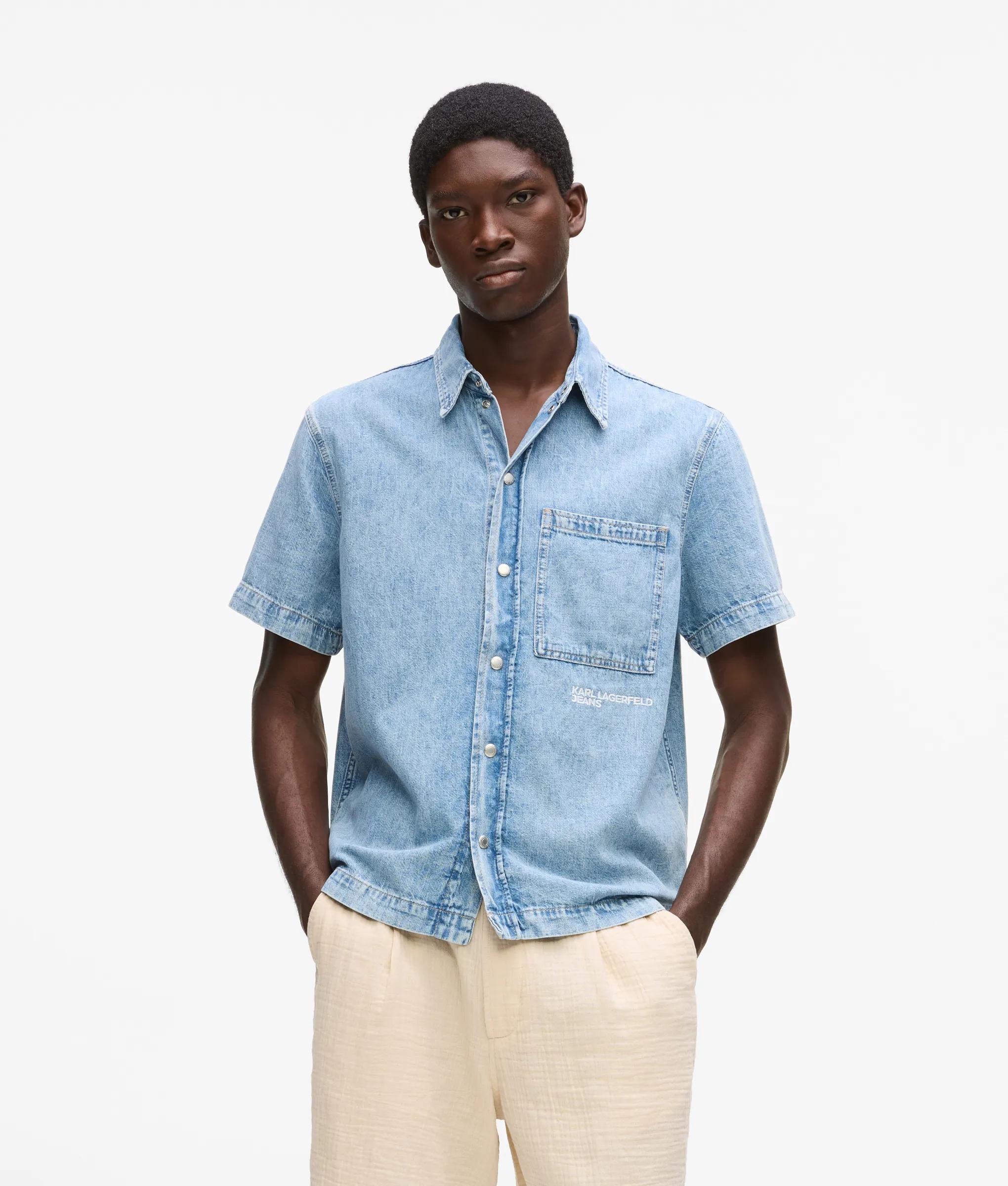 Short-sleeved denim shirt | Light Blue | Men