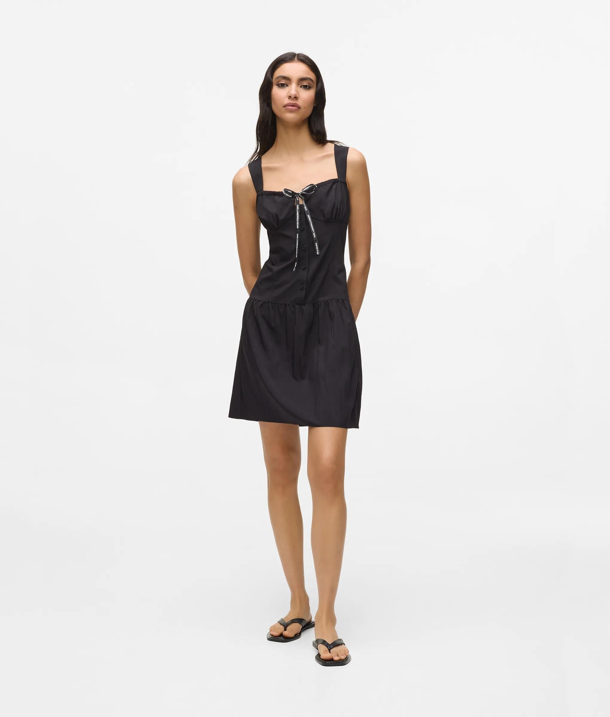 Tie detail mini dress | Black | Women