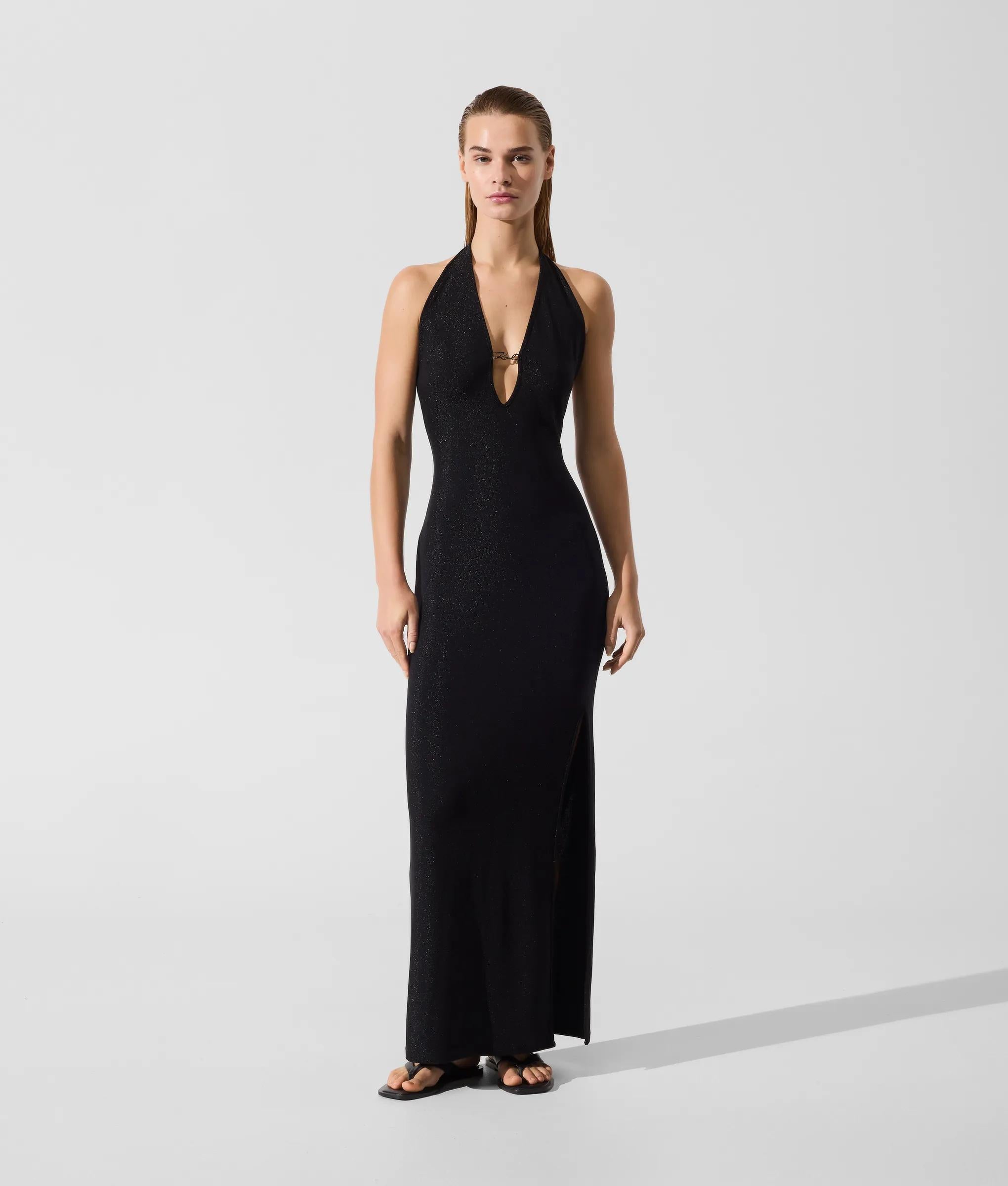 Signature metallic maxi beach dress | Black | Women