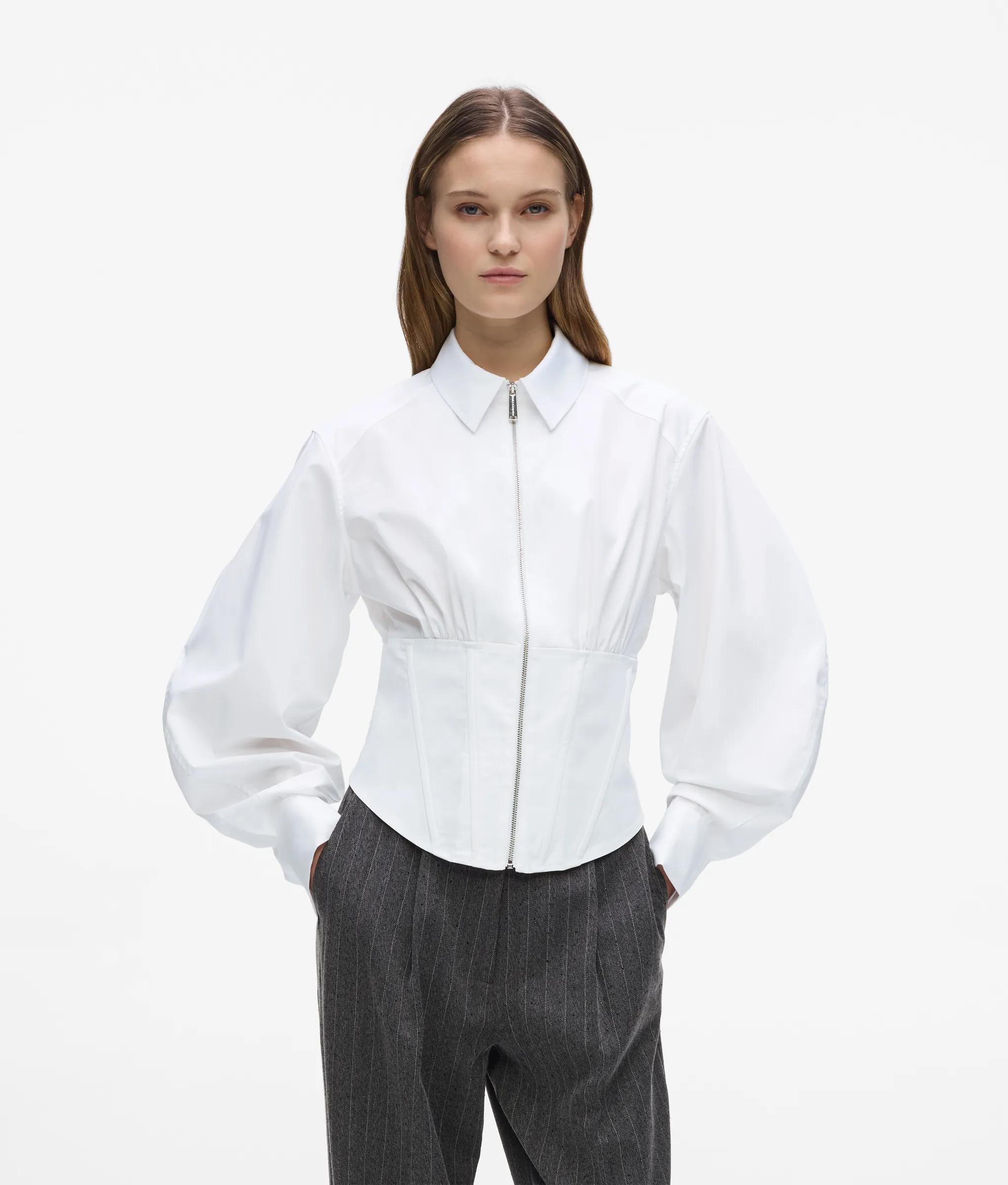 Corset poplin shirt | White | Women