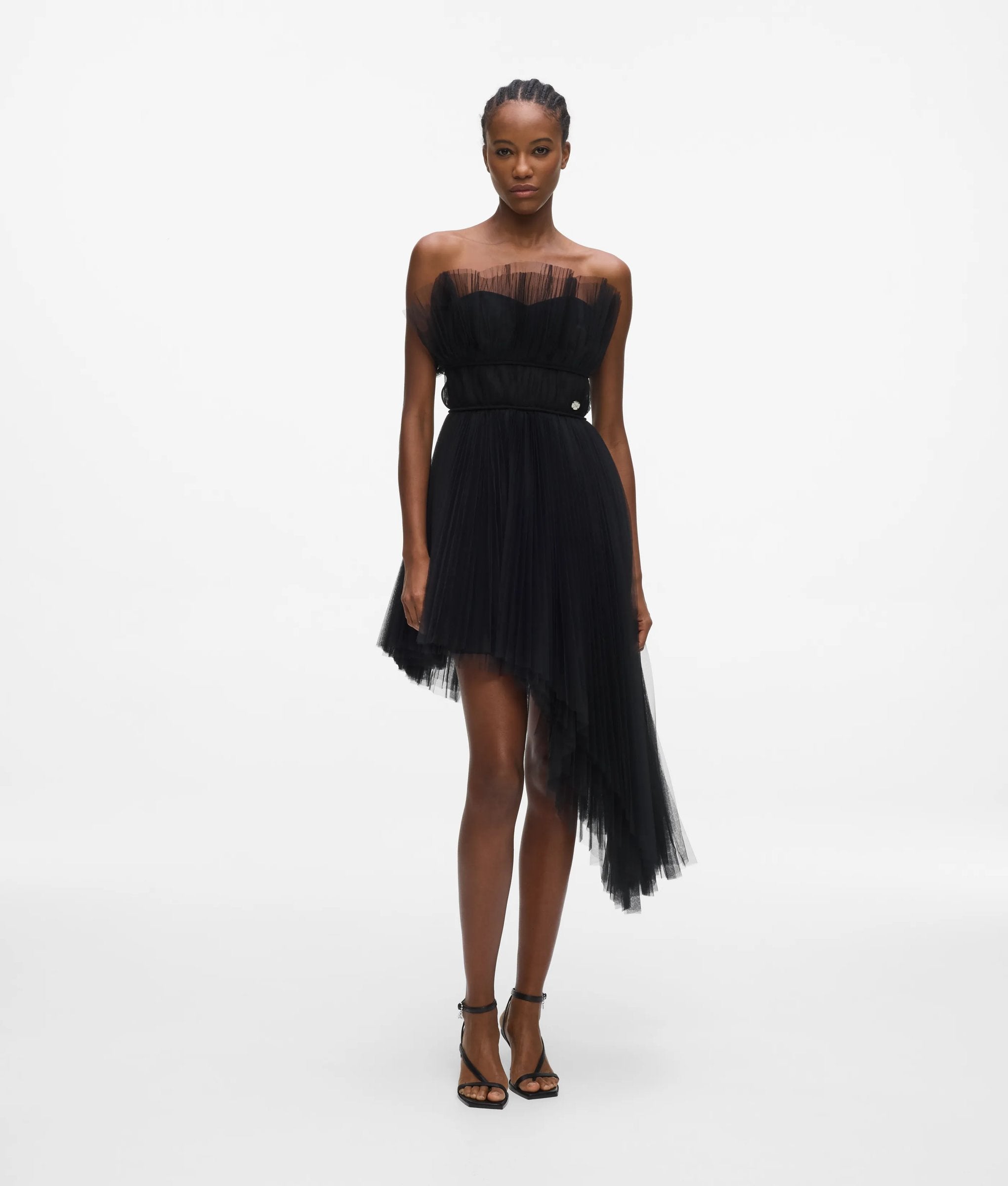 Asymmetric tulle dress | Black | Women