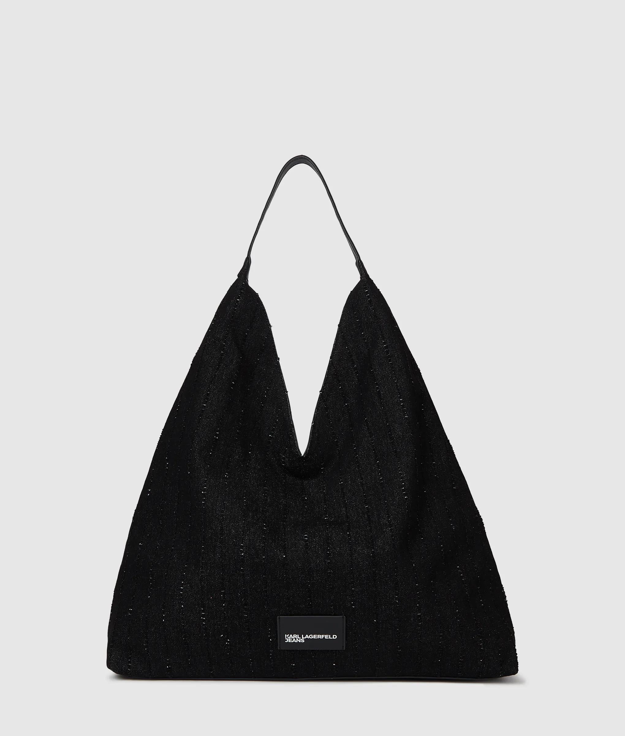 Karl Lagerfeld Pinstripe denim trapeze shopper