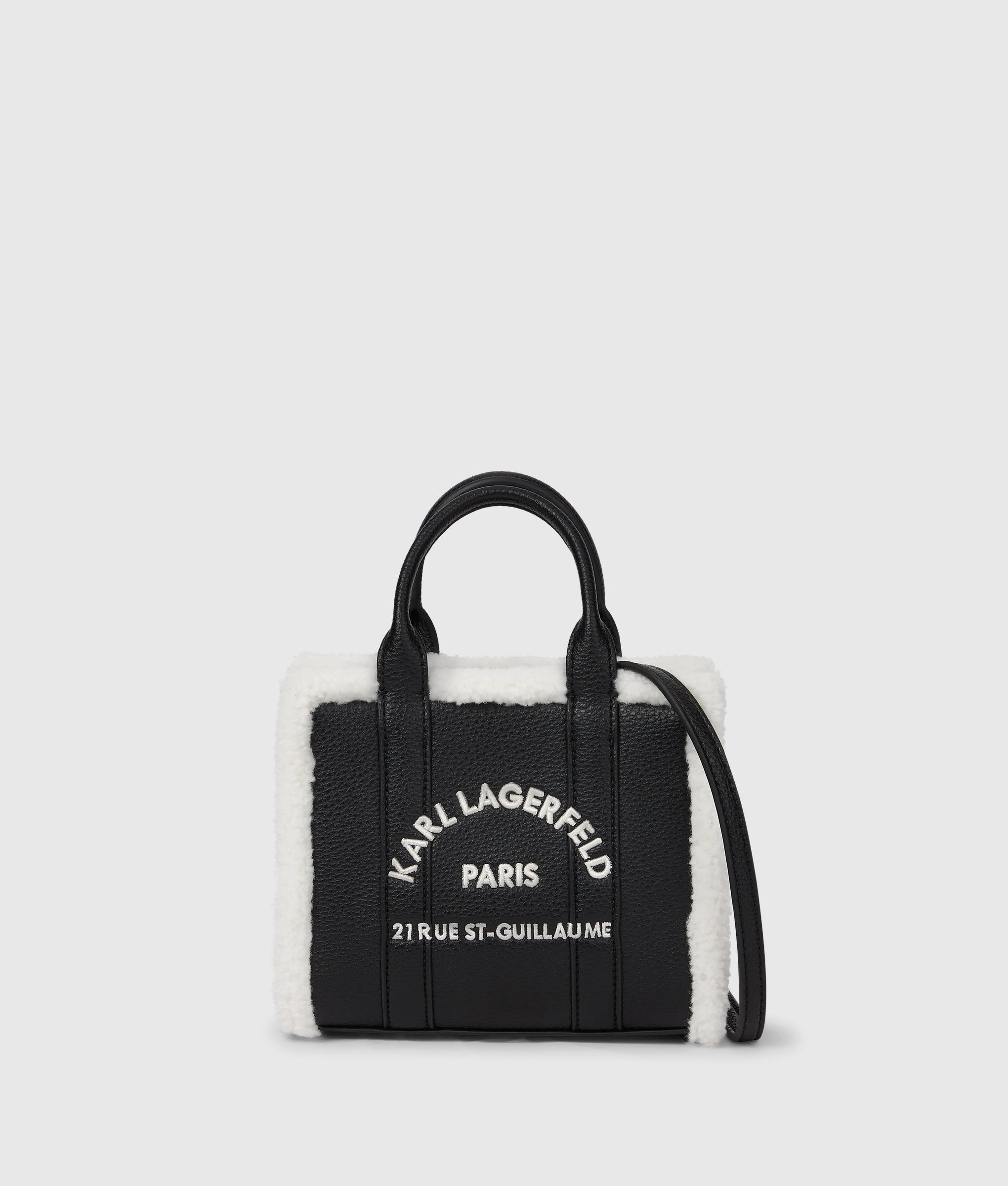 Rue St-Guillaume Mini-Tote Bag aus Kunstlammfell | Schwarz | Damen