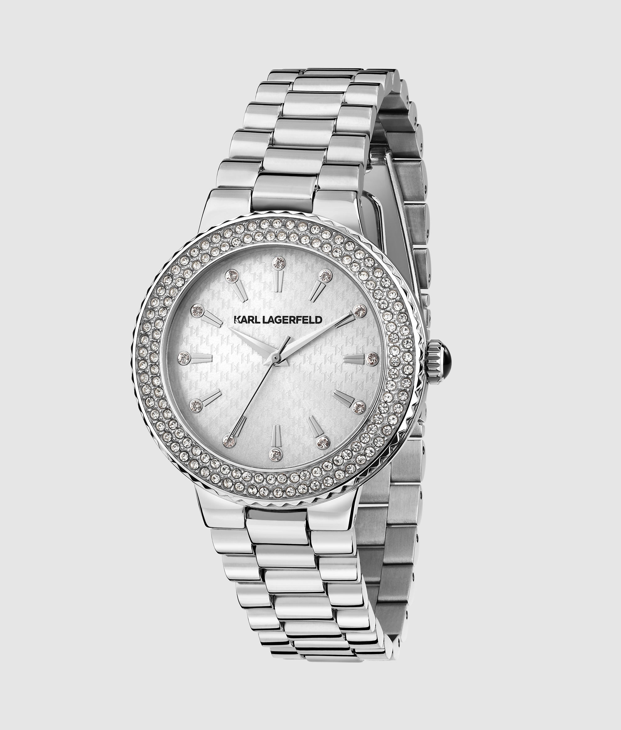 Rond horloge met logo Zilver Dames KARL LAGERFELD