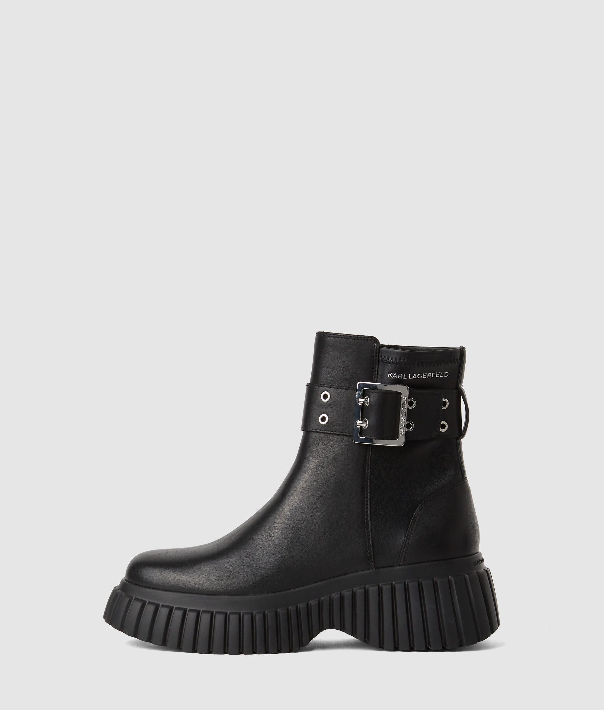 Bottes à semelle compensée mi-mollet Kreeper Noir Femme KARL