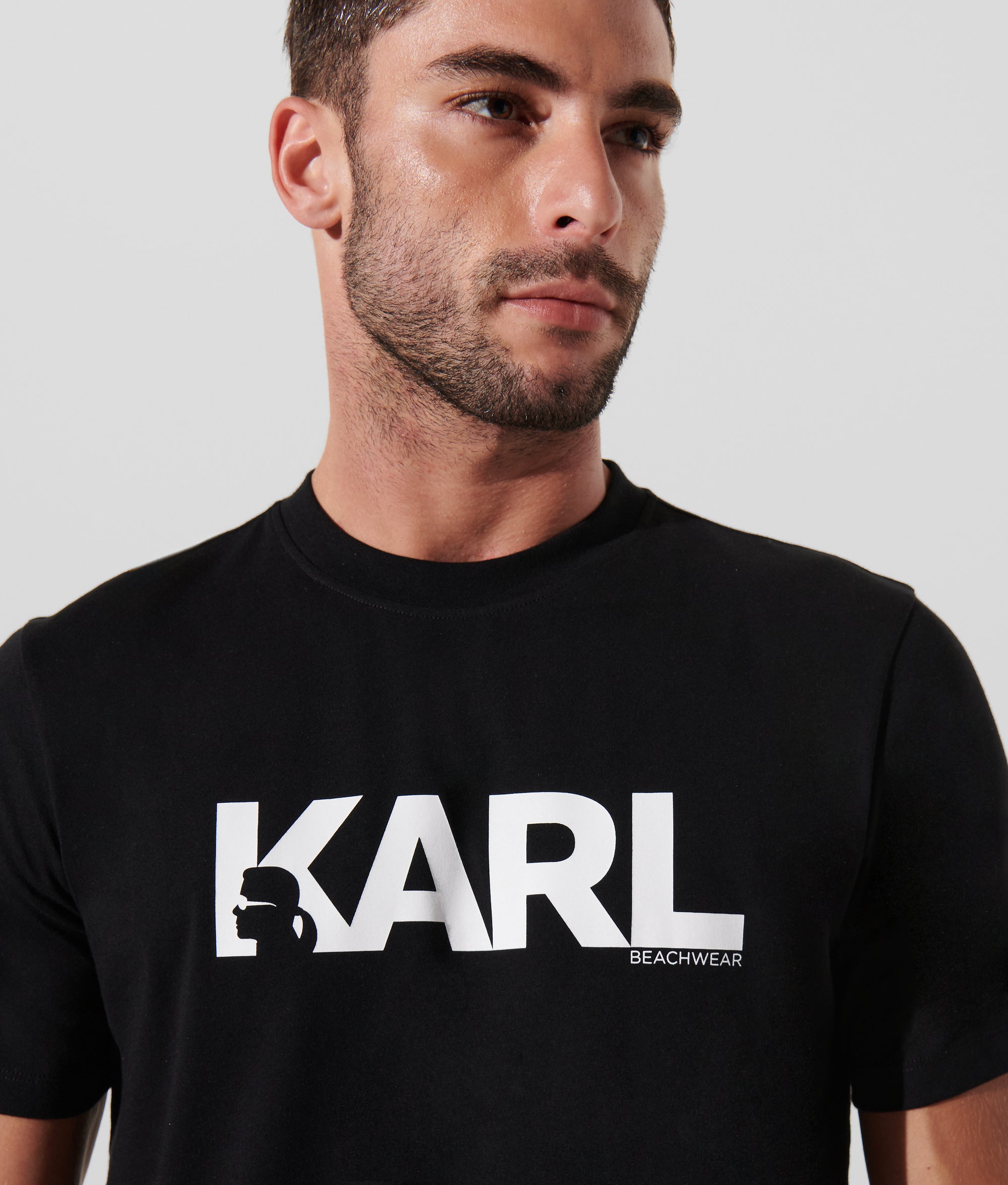 LOGO BEACH T-SHIRT | Black/White | Men | KARL LAGERFELD