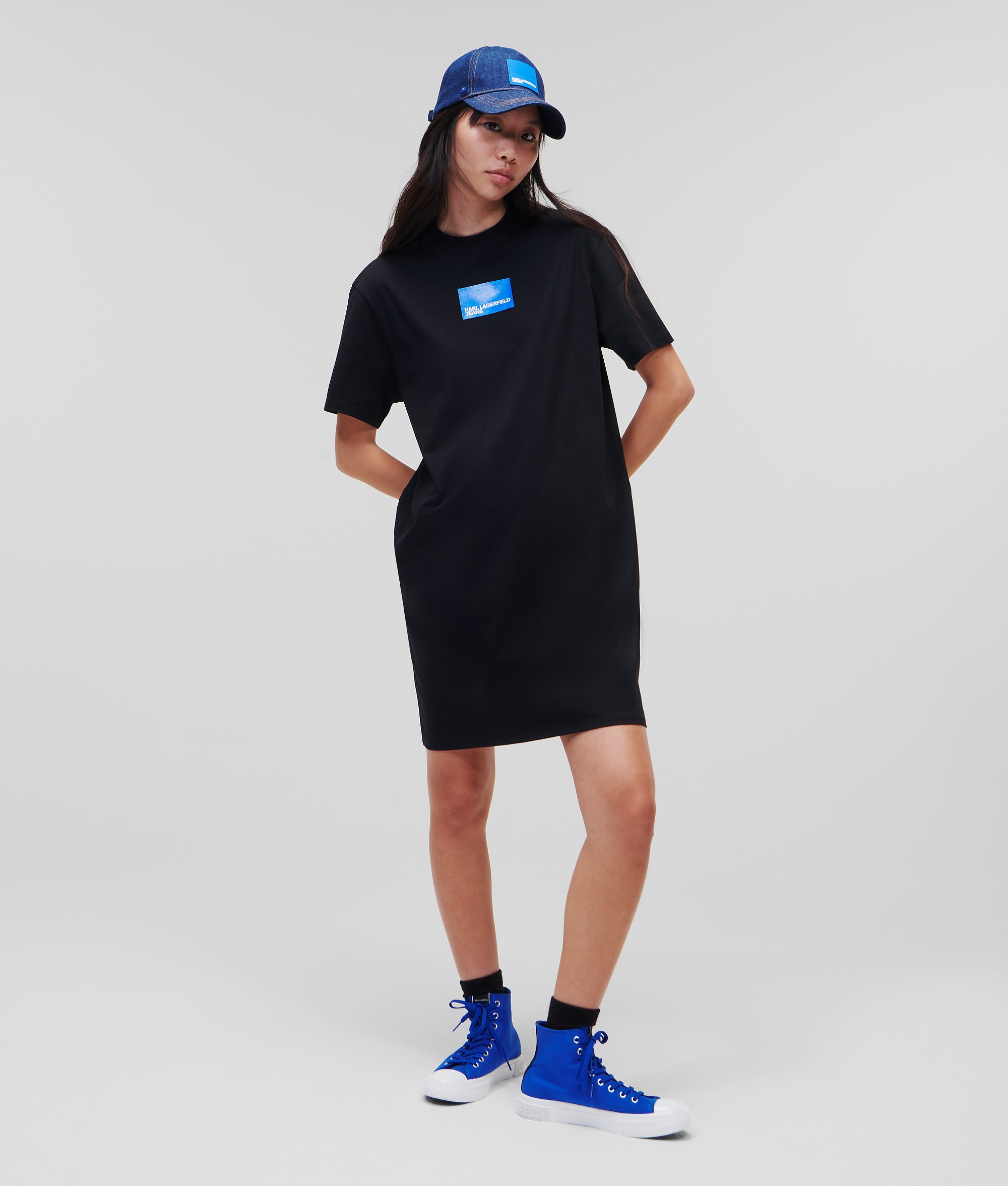 【KARL LAGERFELD】カラーブロック ワンピース [上品★清楚★] Tシャツワンピース | ブラック | レディース | KARL LAGERFELD