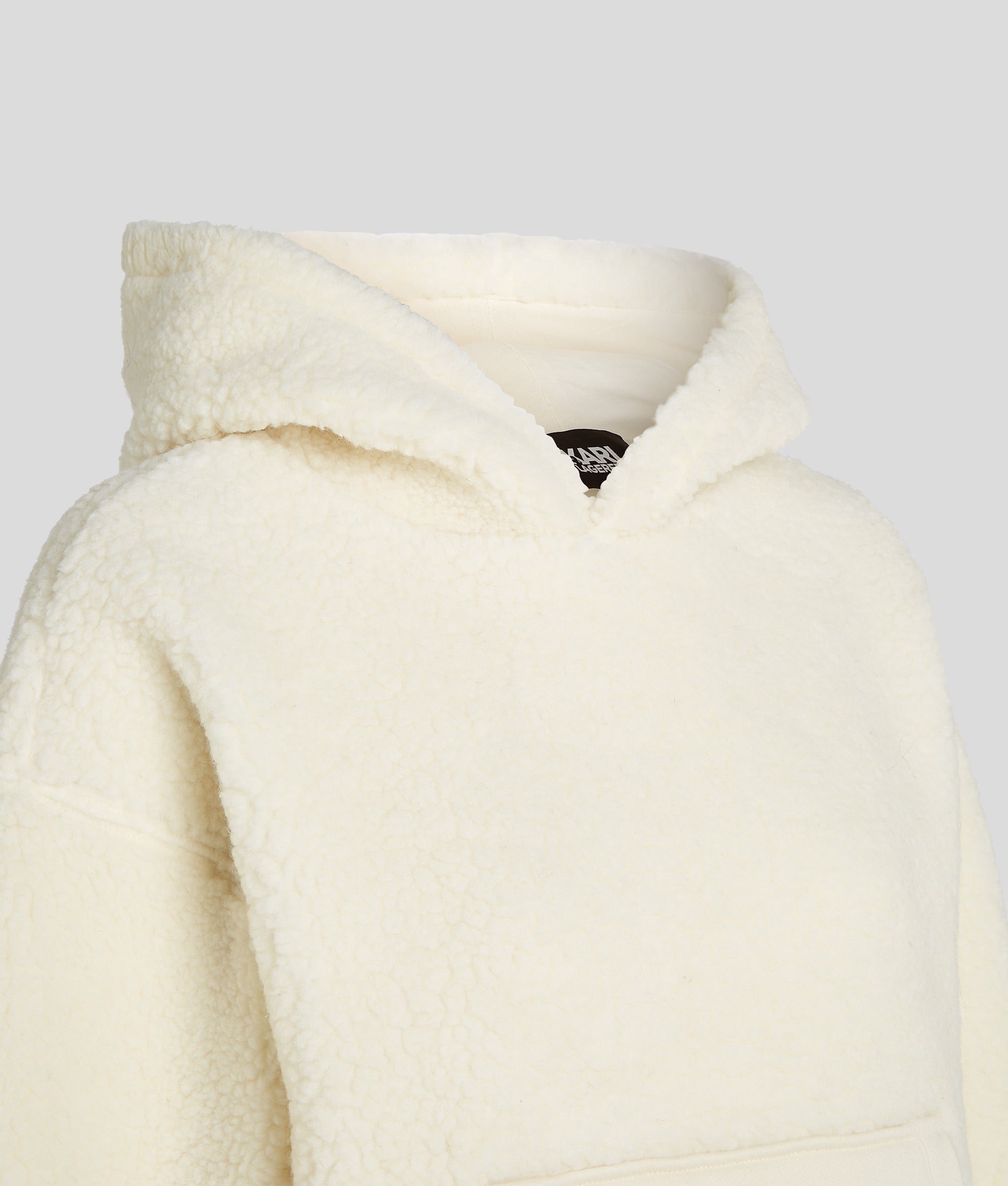 TEDDY FLEECE HOODIE Off White Women KARL LAGERFELD