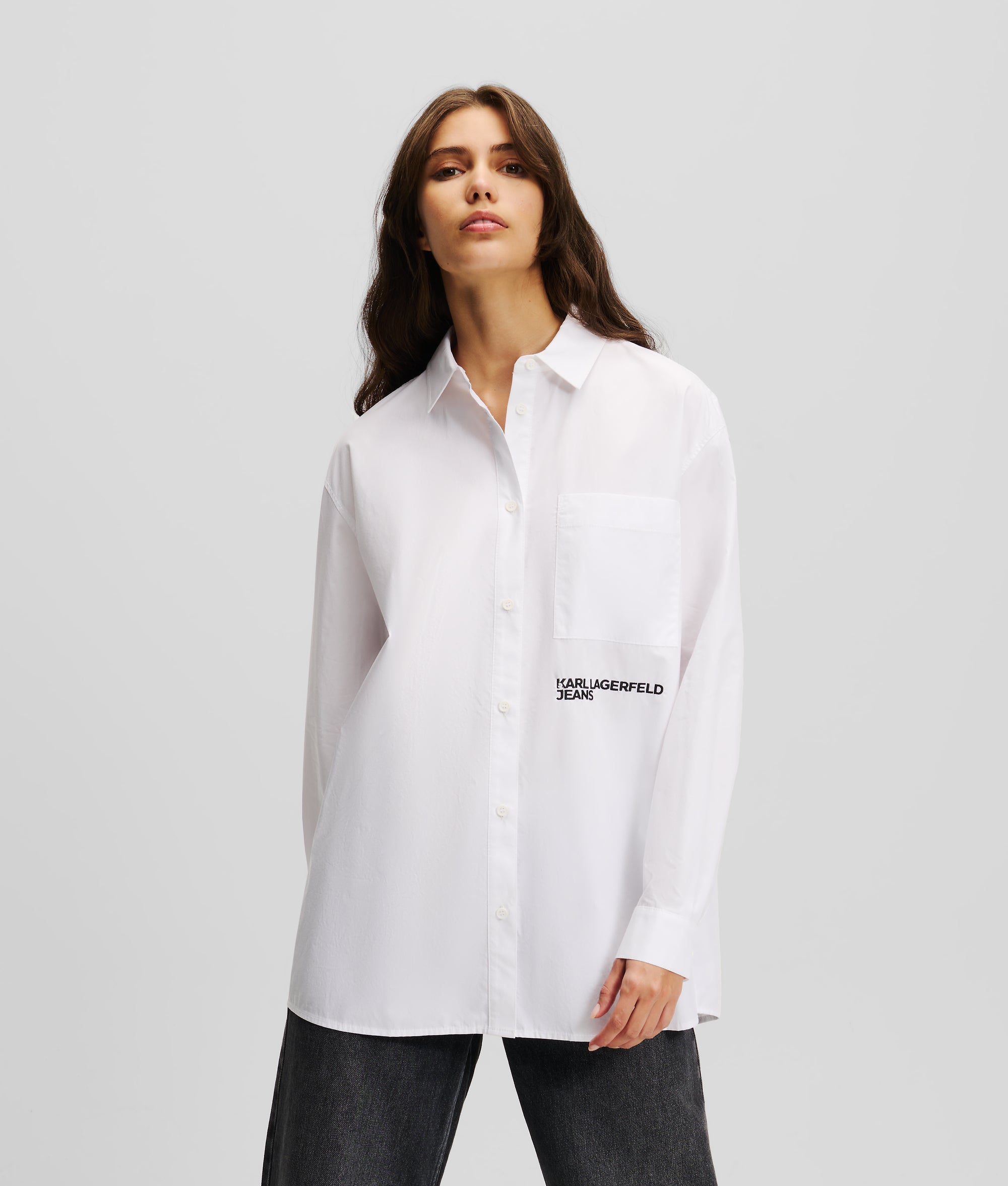 売れ筋商品|||カール ラガーフェルド ジーンズ シャツ レディース トップス SHIRT - Button-down blouse - blue Karl Lagerfeld Paris Women's Denim Boxy Shirt/Jacket Medium
