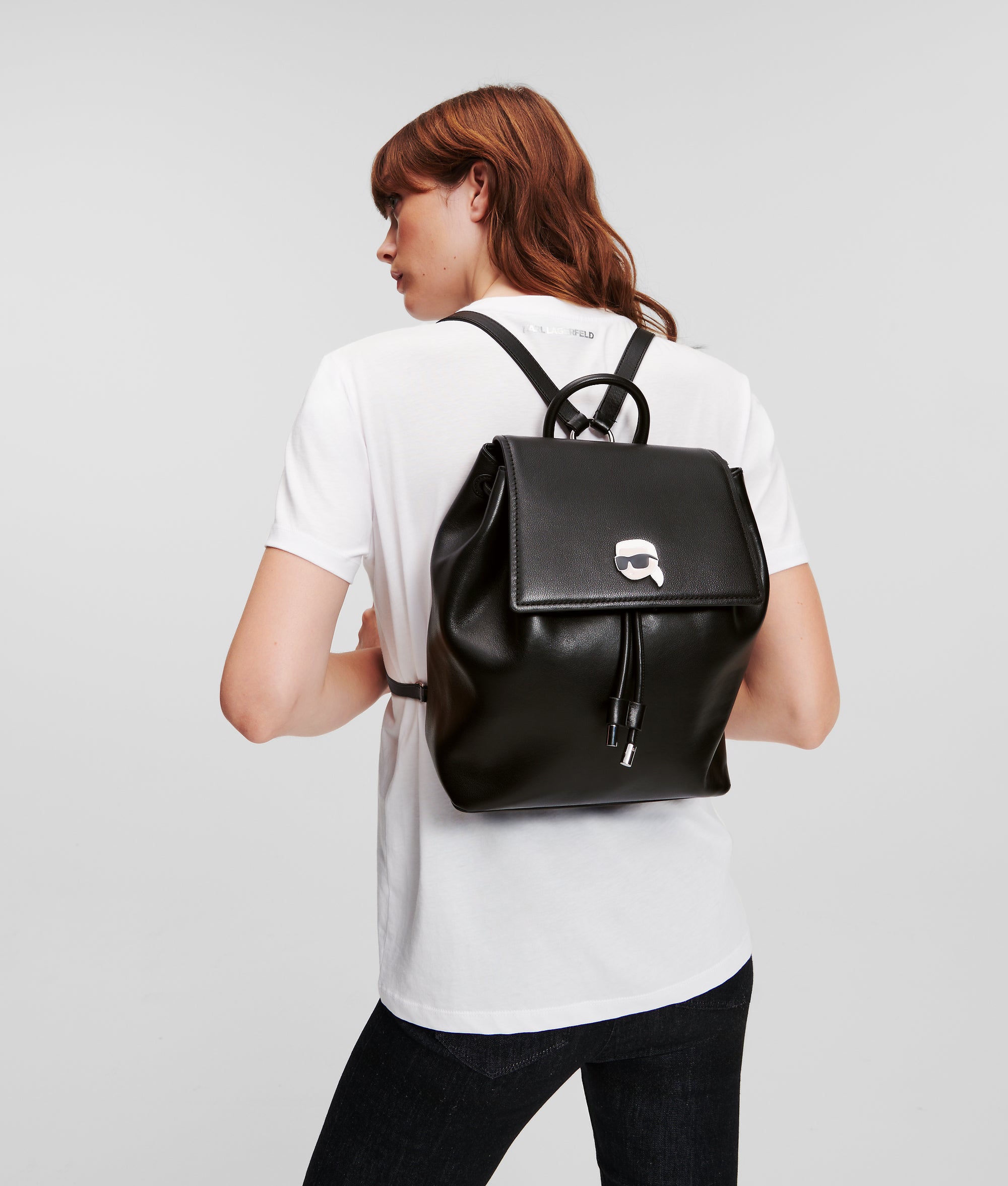 IKON PIN RUCKSACK AUS LEDER MIT KLAPPE Schwarz Damen KARL