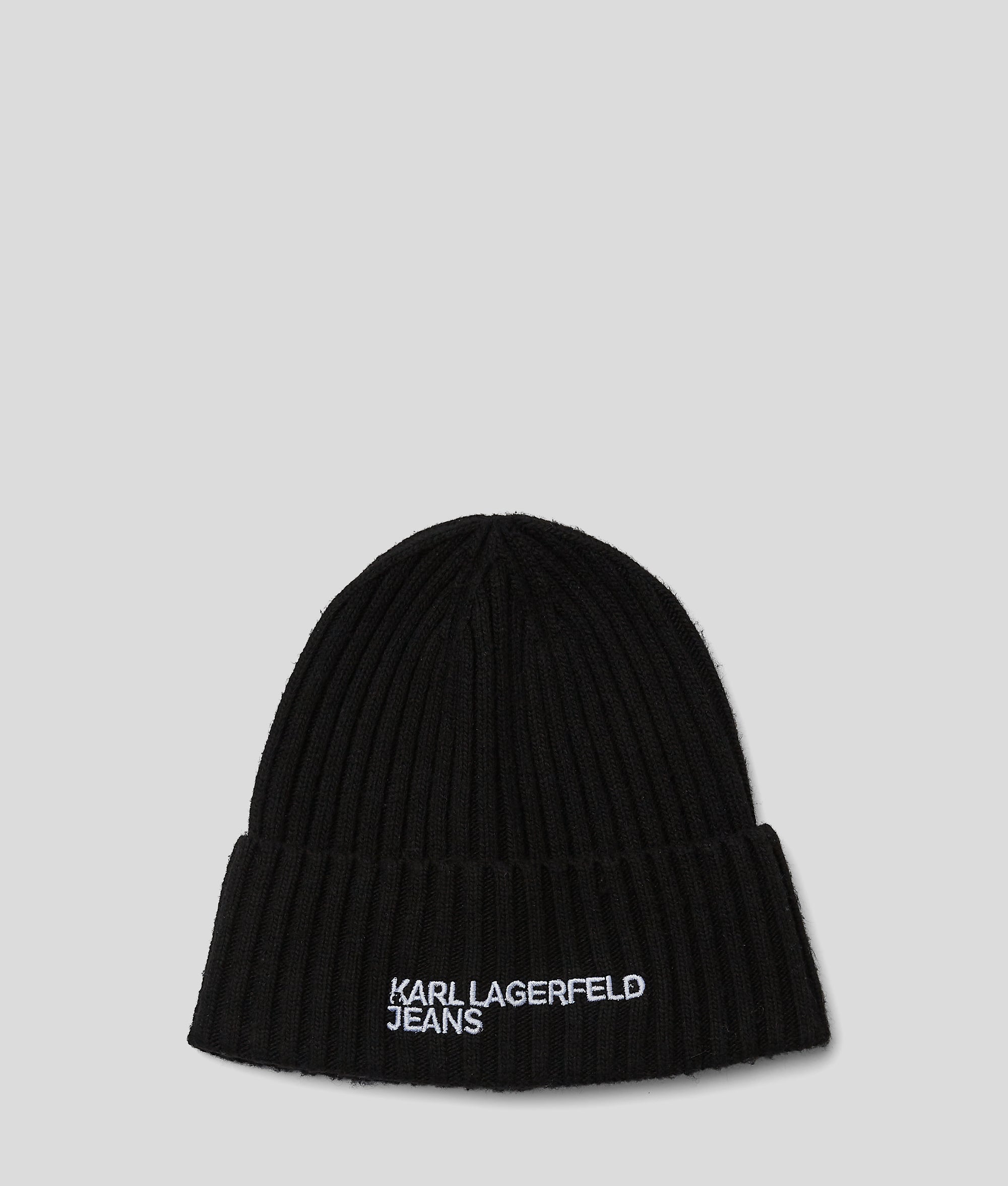 LOGO RIBBED BEANIE BLACK Men KARL LAGERFELD - Main Image