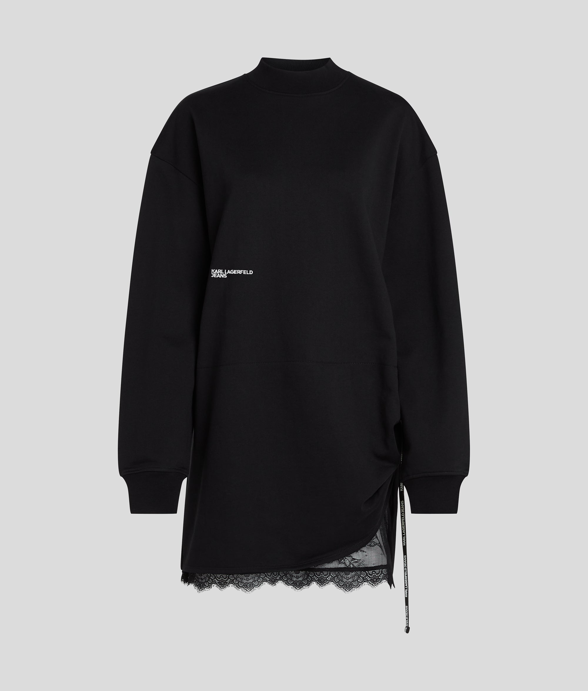 Lace detail sweat dress | Black | Women | KARL LAGERFELD | Page 1 Lace detail sweat dress | Black | Women | KARL LAGERFELD | Page 1