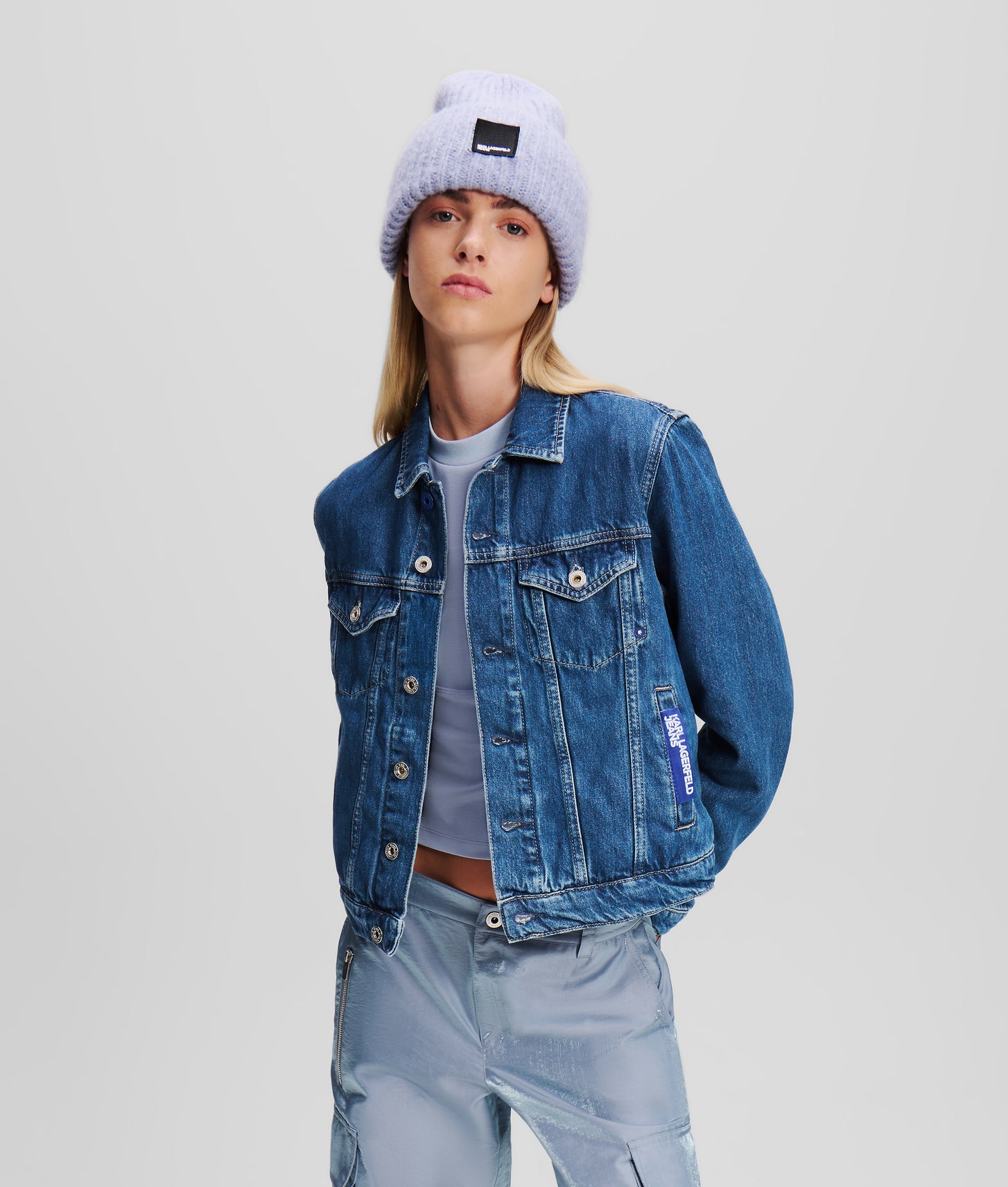 VESTE EN JEAN COUPE DROITE Bleu moyen délavé Femme KARL