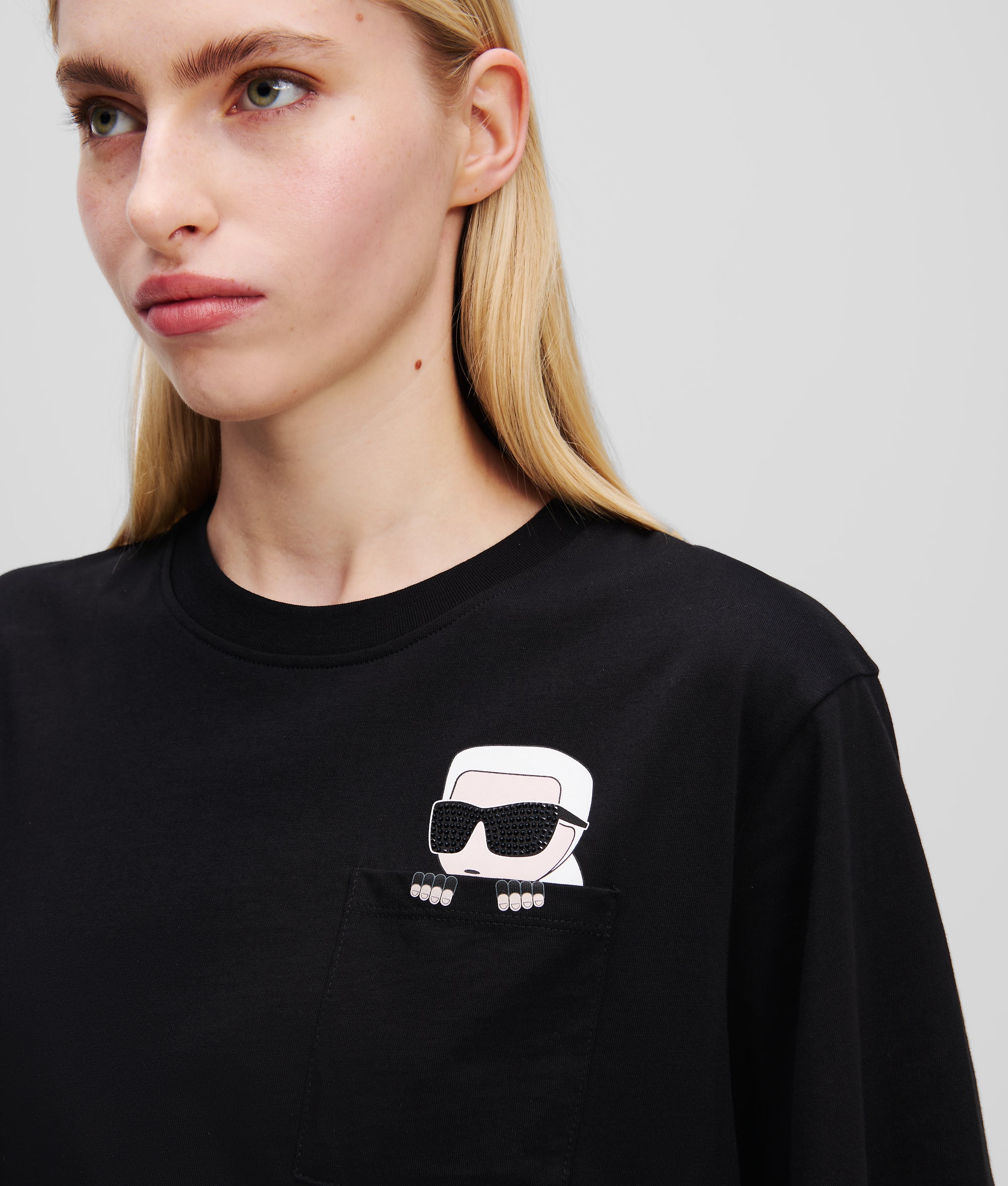 IKON PEAK-A-BOO RHINESTONE T-SHIRT | Black | Women | KARL