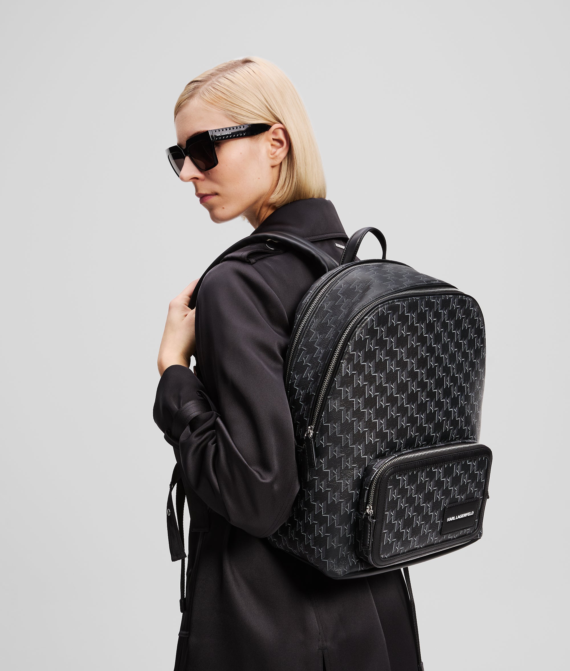 K/VOYAGE BACKPACK Black Monogram Women KARL LAGERFELD
