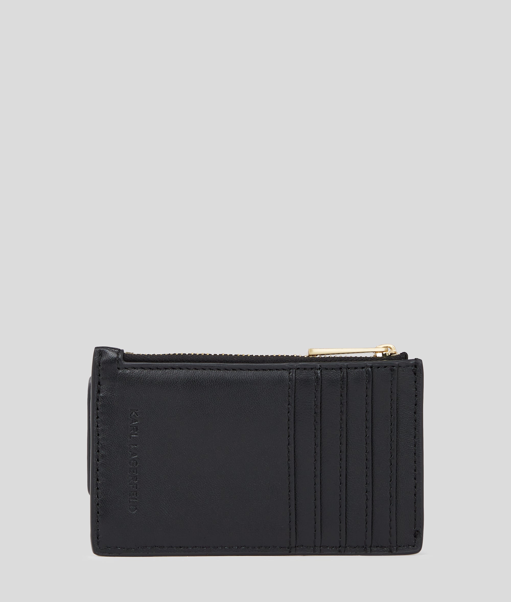 KARL LAGERFELD Kシグネチャー ミディアム ジップ ウォレット K/SIGNATURE ミディアム ジップウォレット | ブラック/ゴールド