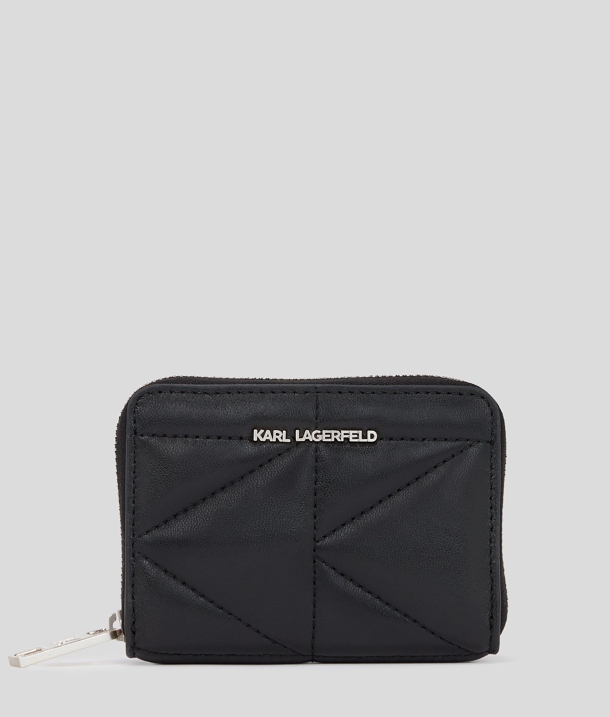 KARL LAGERFELD Kシグネチャー ミディアム ジップ ウォレット K/SIGNATURE ミディアム ジップウォレット | ブラック/ゴールド