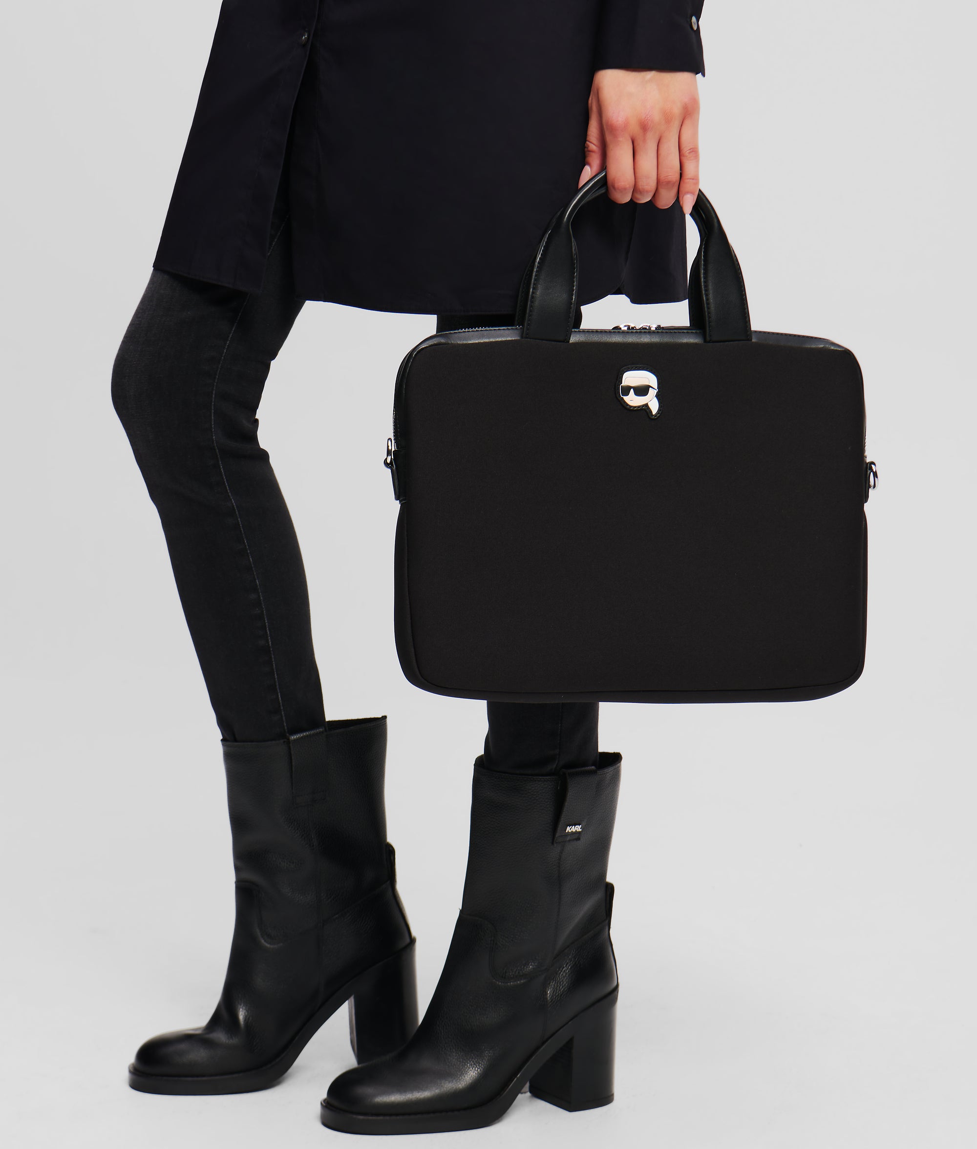 SAC POUR ORDINATEUR PORTABLE IKON Noir Femme KARL LAGERFELD