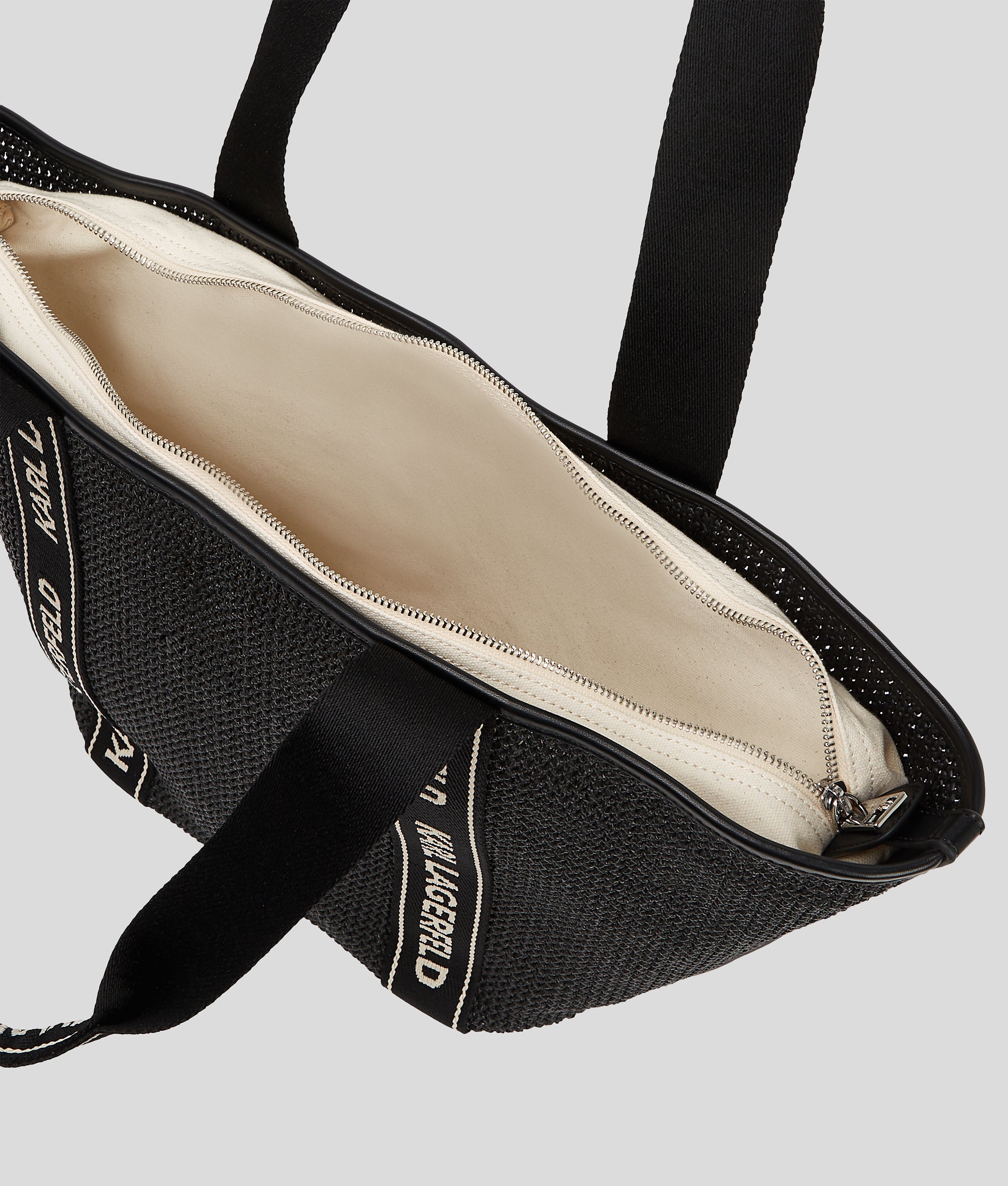 BOLSO TOTE PLAYERO DE RAFIA CON EL LOGOTIPO Negro Mujer KARL