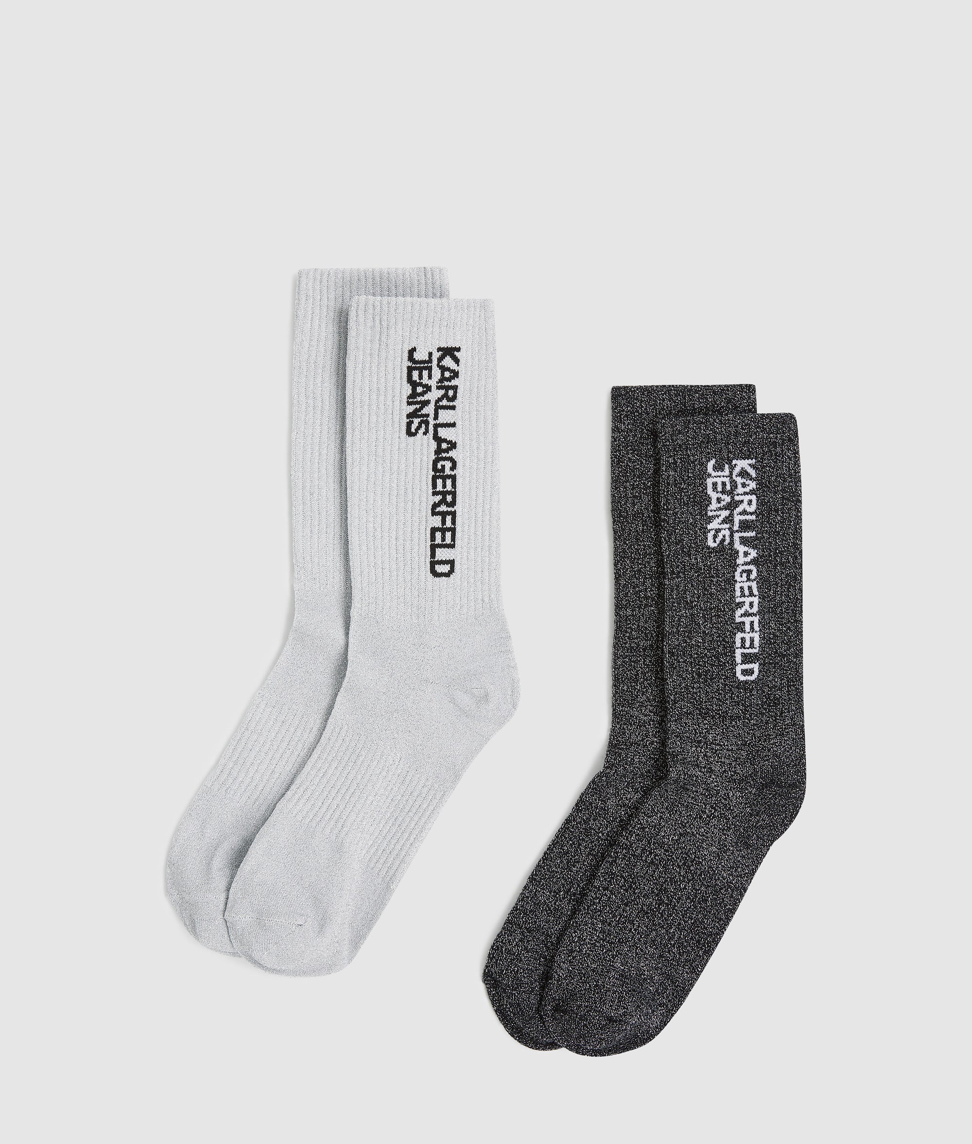 Chaussettes Karl Lagerfeld Jeans - Lot De 2, Logo Blanc/Noir, Taille 38-42, Confort Urbain