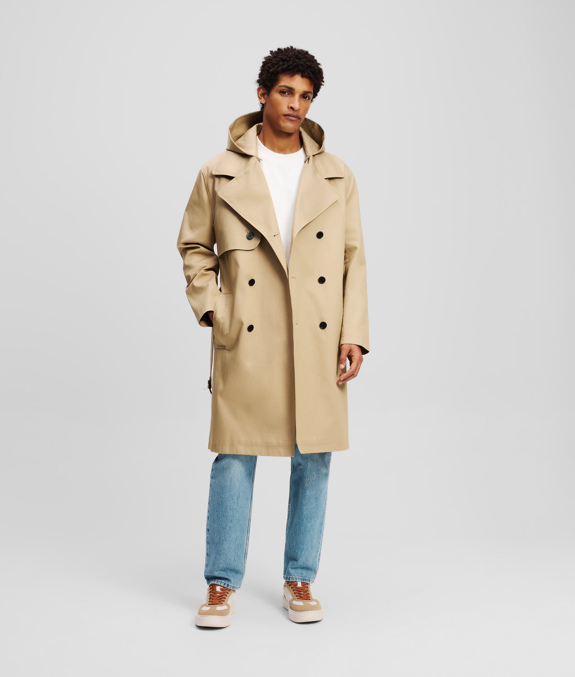 HOODED TRENCH COAT Summer Beige Men KARL LAGERFELD - Main Image