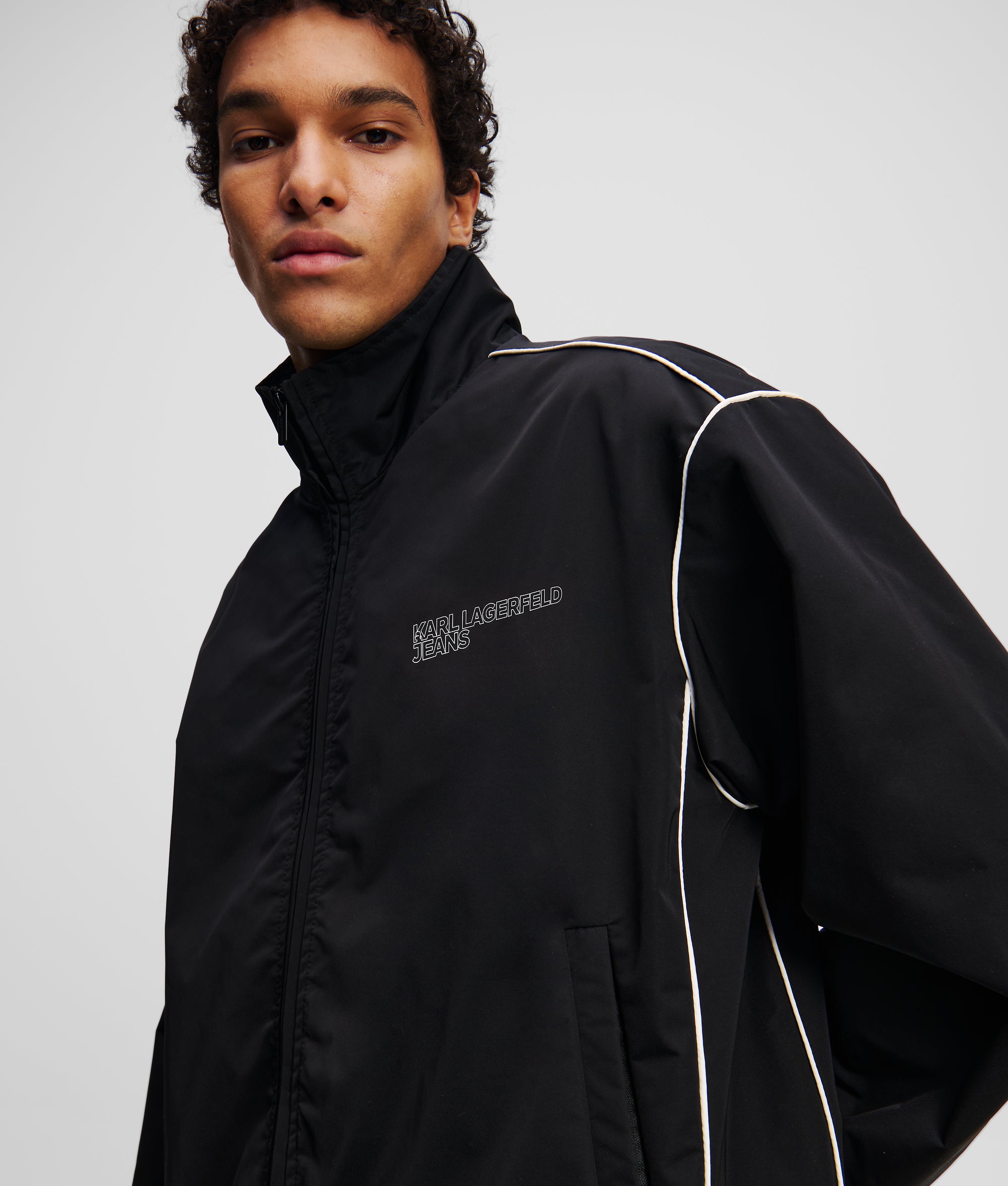 LOGO PIPING JACKET | Black | Men | KARL LAGERFELD
